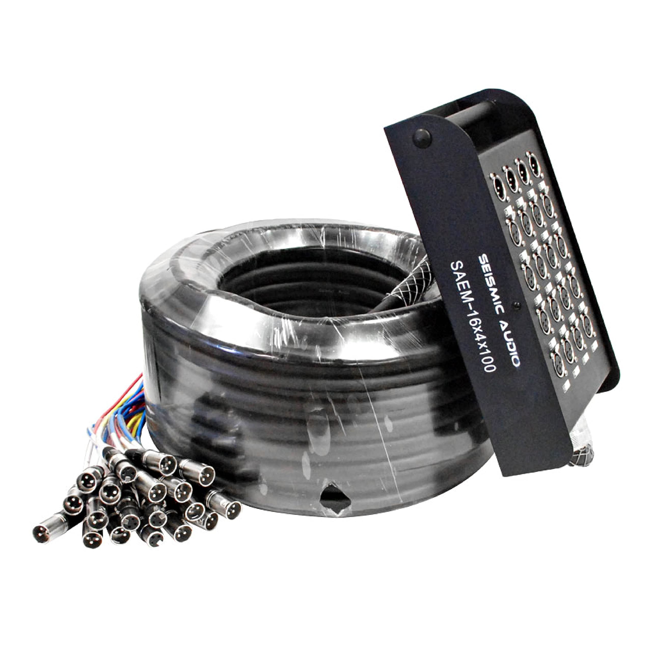Seismic Audio - 16 Ch Xlr Snake Cable 100' - 16 Xlr Sends, 4 Returns - Color Coded, Labeled - Heavy Duty
