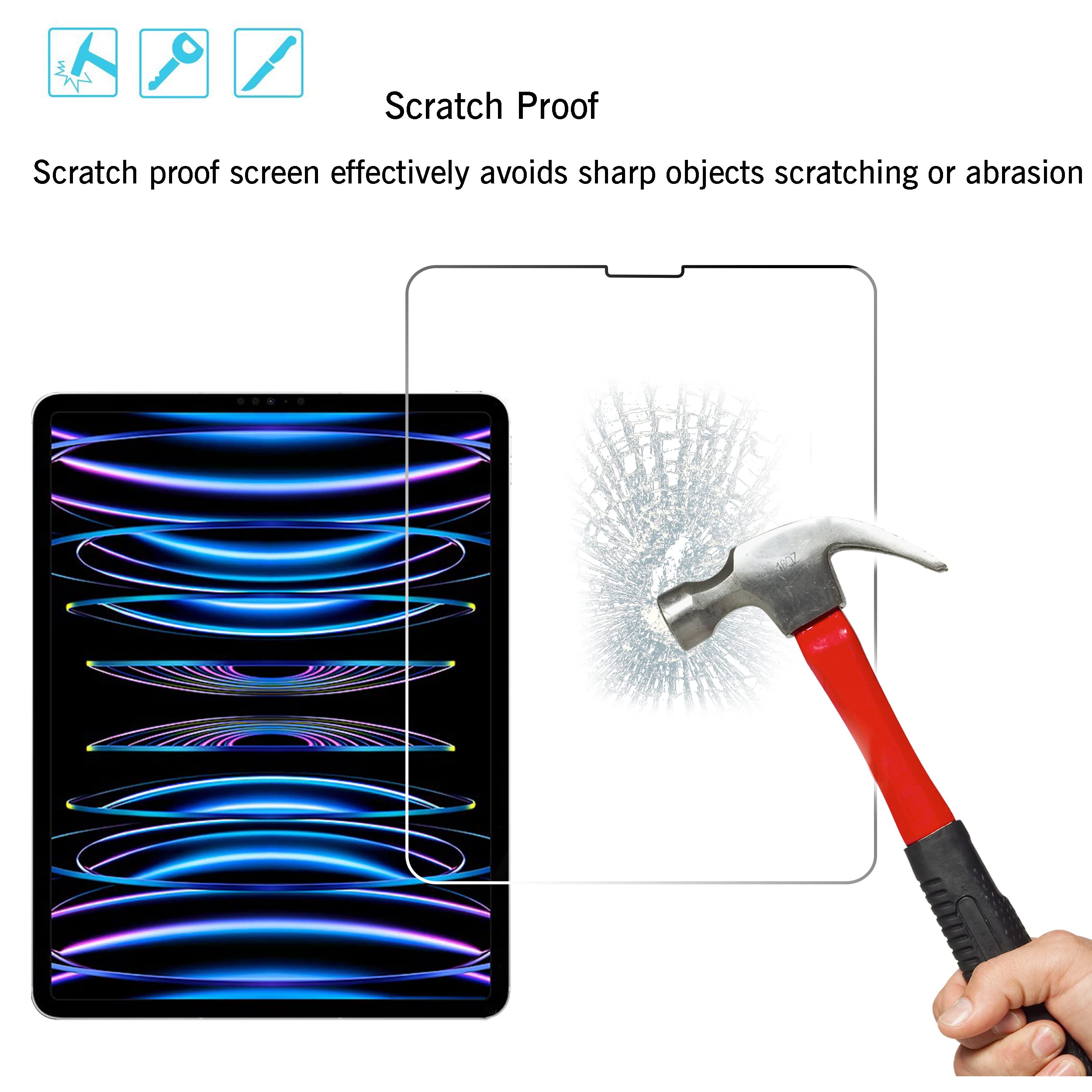 Ailun 2 Pack Screen Protector For Ipad Pro 12.9 Inch Display [2022 & 2021 & 2020 & 2018 Release] Tempered Glass [Face Id & Apple