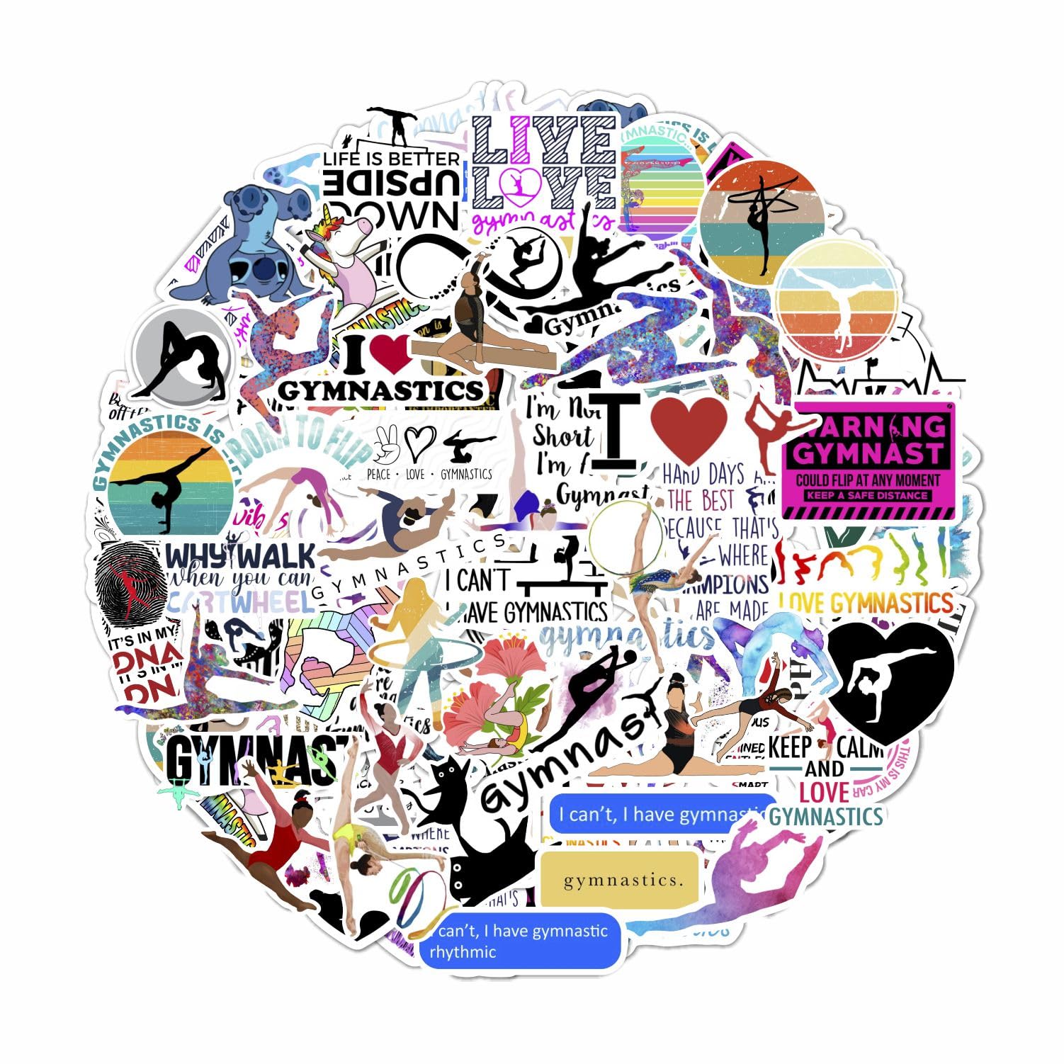 100Pcs Gymnastics Stickers, Water Bottles   Gymnastics Party Favors, Gymnastics Birthday Party Decorations, Gymnastics Gifts, Gy