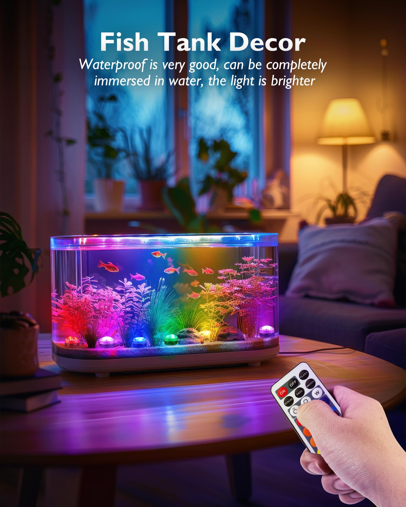 Homemory 10Pcs Mini Rgb Submersible Led Lights With 2Pack Remote, Multicolor Waterproof Small Tealight Candles Battery Operated