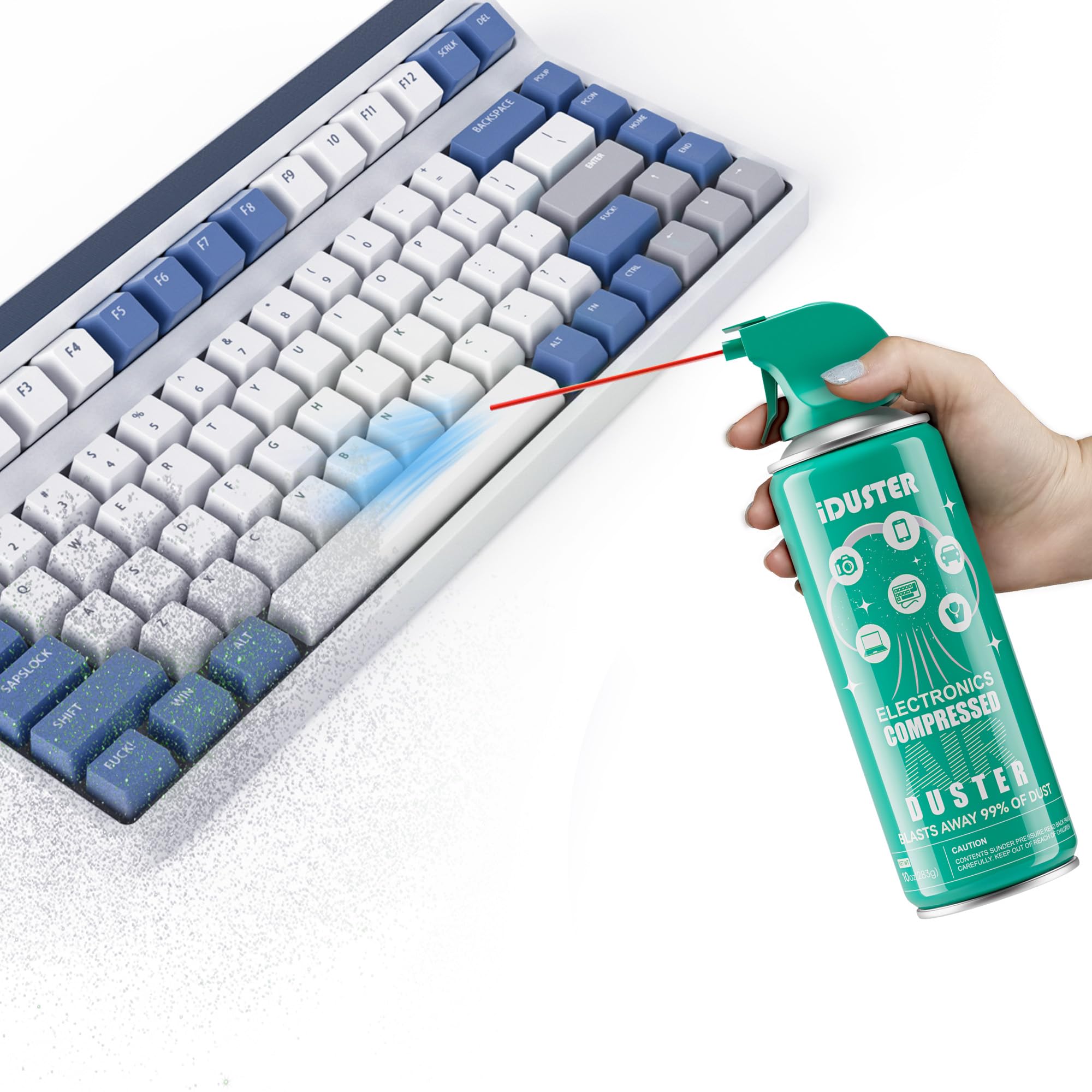 Iduster Compressed Canned Air Duster   Keyboard Cleaner, Compressed Air Can For Electronics, 3 Counts
