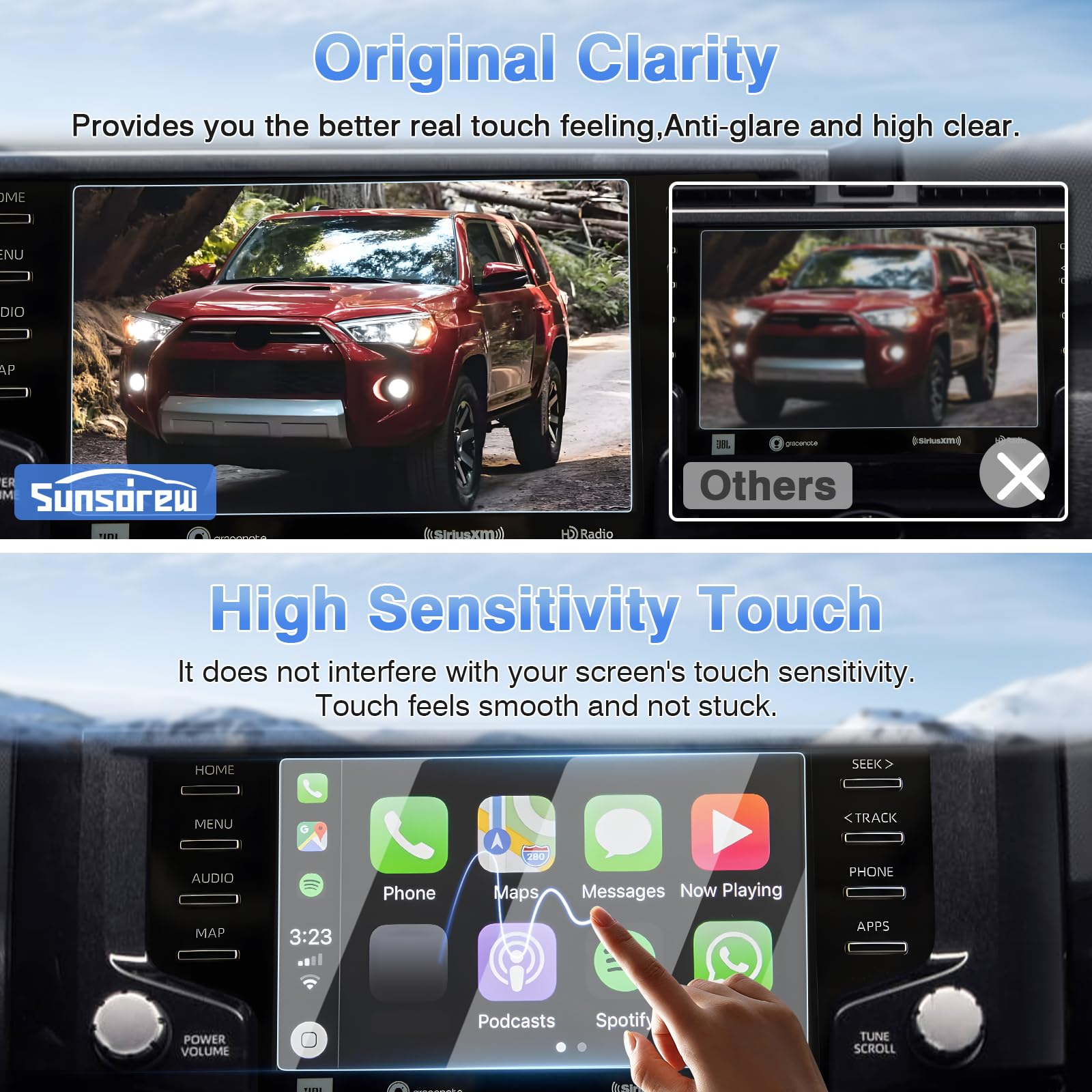 Sunsdrew 2Pcs 4Runner Screen Protector For 2020 2023 2024 Toyota 4Runner/2019 2021 Tundra 8 Inch 4Runner Touch Screen Radio Disp