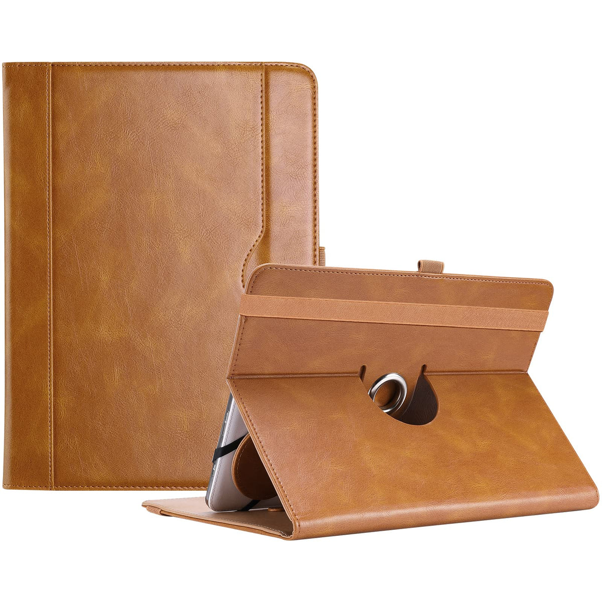 Procase 9' 10.1' Inch Universal Tablet Case With 360 Degree Rotatable Kickstand, Protective Cover Stand Folio Case For 9 10 10.1 Inch Android Touchscreen Tablet Multiple Viewing Angles  Brown