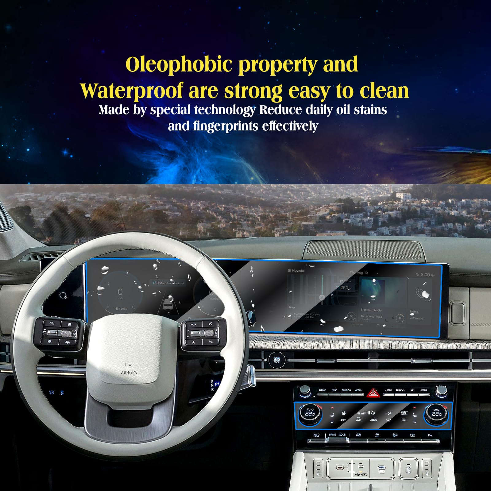 Eueky 2Pcs 2024 Hyundai Santa Fe Screen Protector For 2024 Hyundai Santa Fe Hybrid Dual 12.3Inch Soft Screen Protector Displays