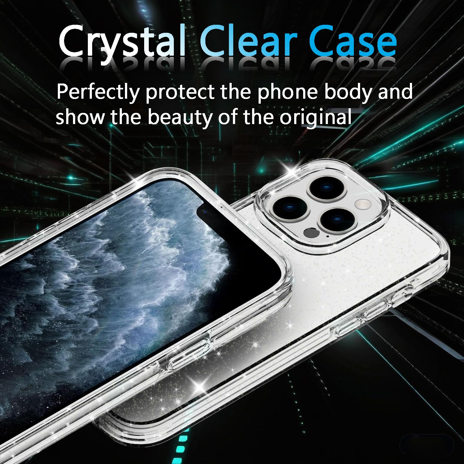 Tenoc Phone Case Compatible With Iphone 11 Pro, Glitter Case Clear Sparkling Protective Bumper Cute Cover For Girls Women