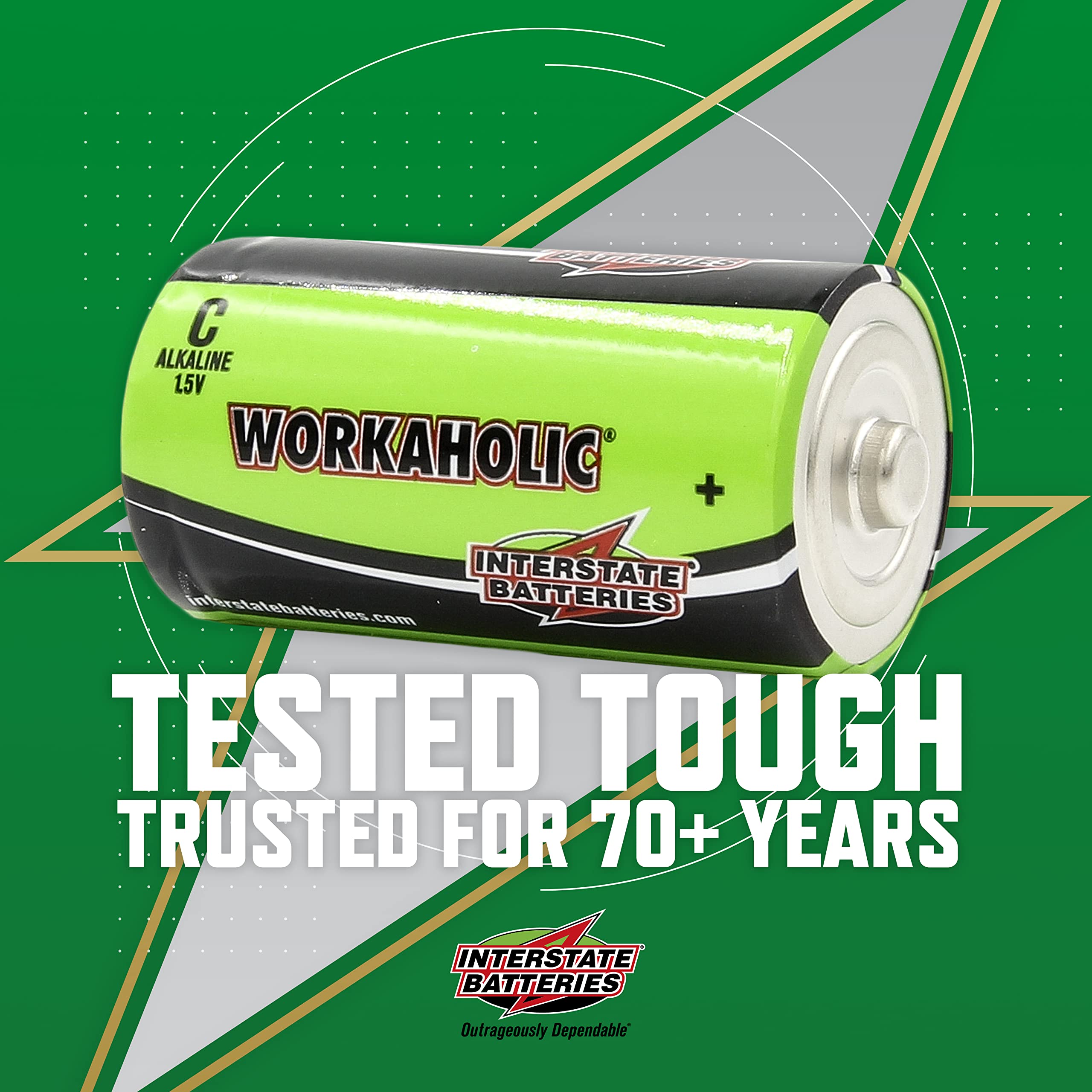 Interstate Batteries C Cell Alkaline Battery (12 Pack) All Purpose 1.5V High Performance Batteries   Workaholic (Dry0080)