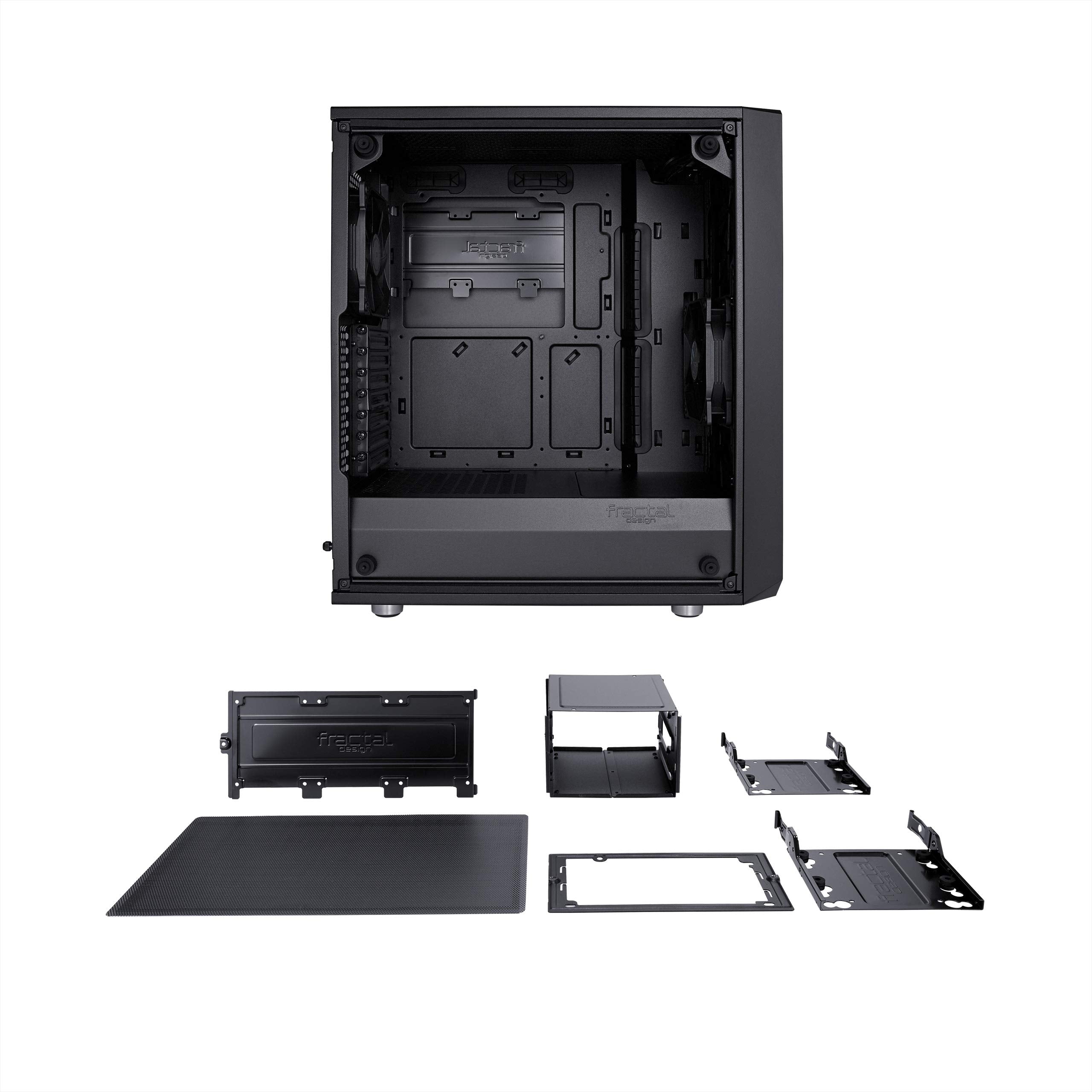 Fractal Design Meshify C   Compact Mid Tower Computer Case   Open Atx Layout  High Performance Airflow/Cooling   2X Fans Included   Psu Shroud   Modular Interior   Water Cooling Ready   Usb3.0   Black