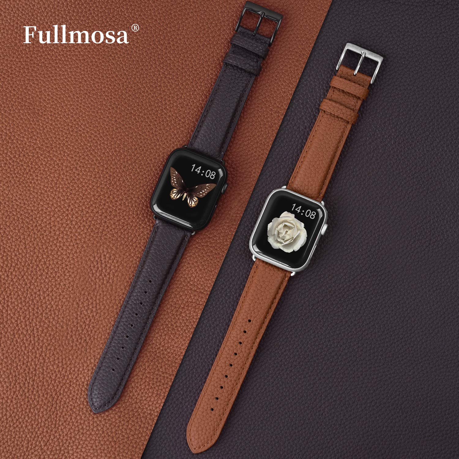 Fullmosa Leather Bands Compatible Apple Watch Band 41Mm 40Mm 38Mm, Dressy Chic Iwatch Strap With Case For Iwatch Series 9 8 7 6