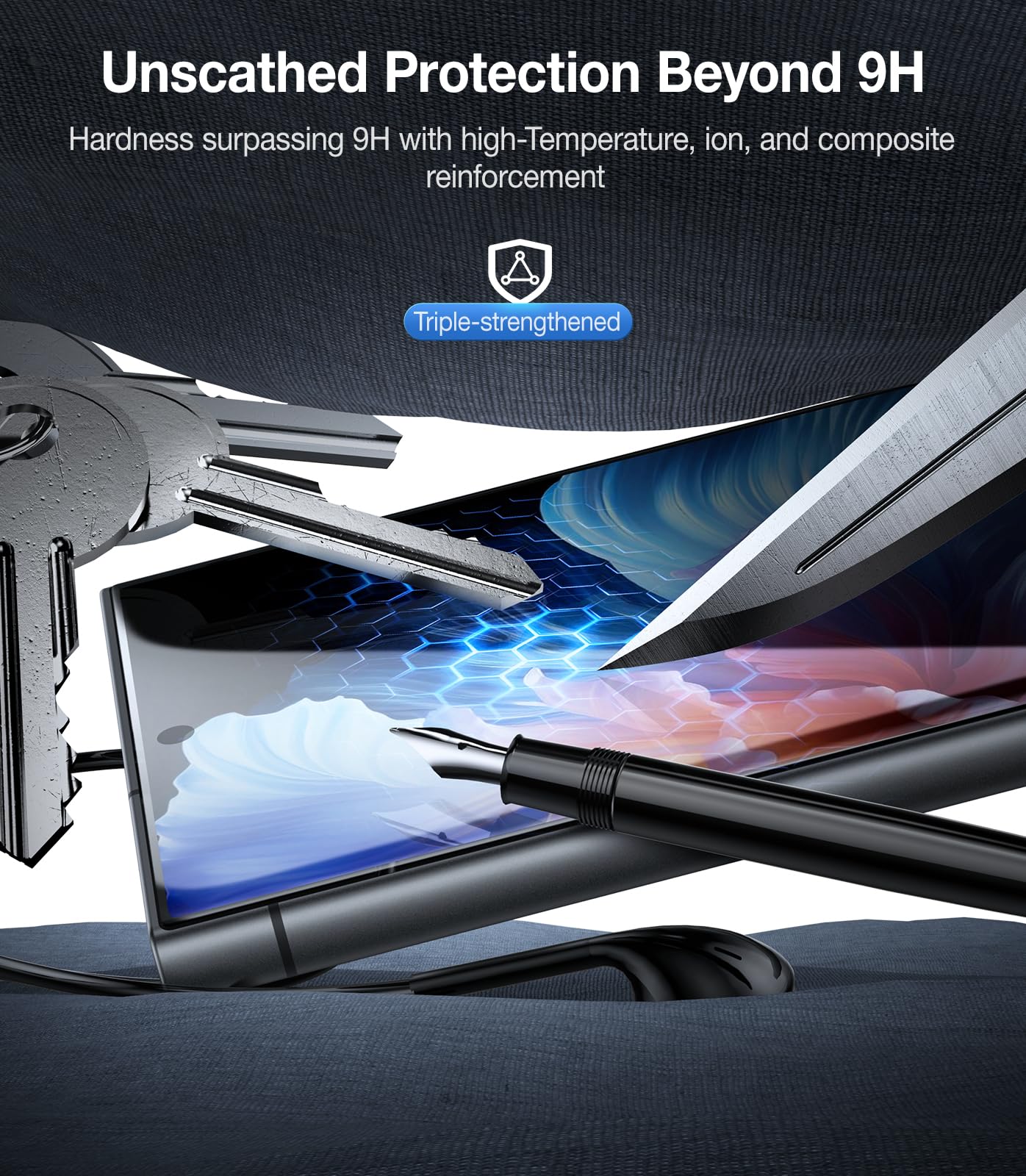 Ultraglass Unbreak Top 9H+ Glass For Samsung Galaxy S24 Ultra Screen Protector [Military Grade Shatterproof & Longest Durable] S