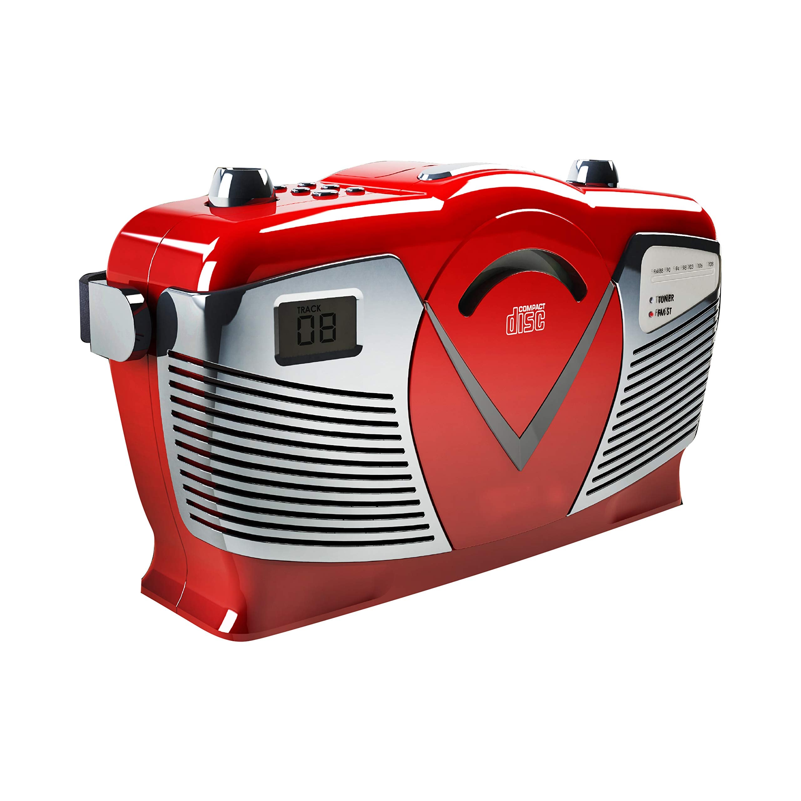 Proscan Retro Style Portable Cd Boombox With Am/Fm Radio  Top Loading Cd   Aux In Jack   Ac & Battery Compatible   Lcd Display