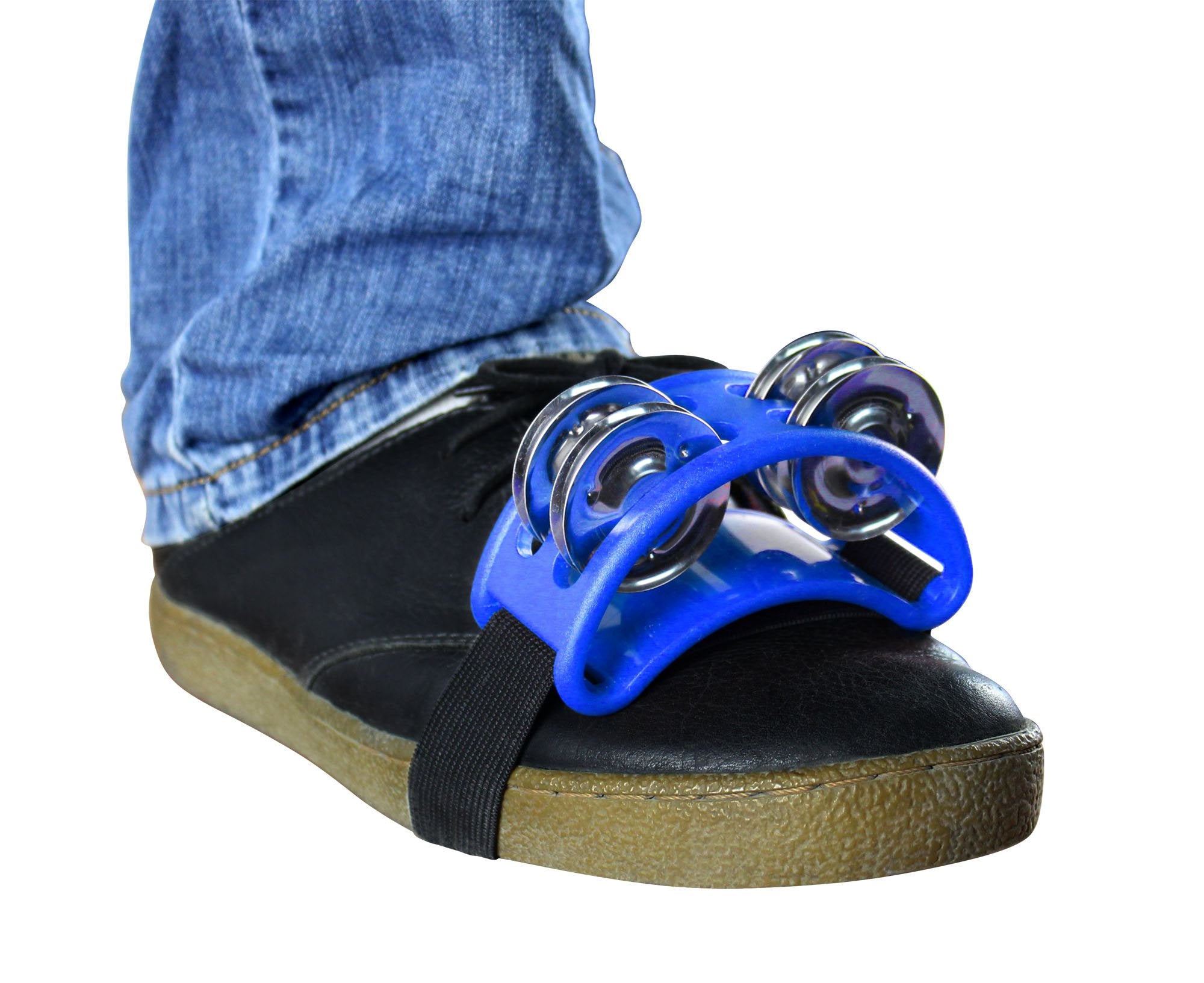 YMC Percussion FJS2SBU Foot Tambourine with Steel Jingles, Blue
