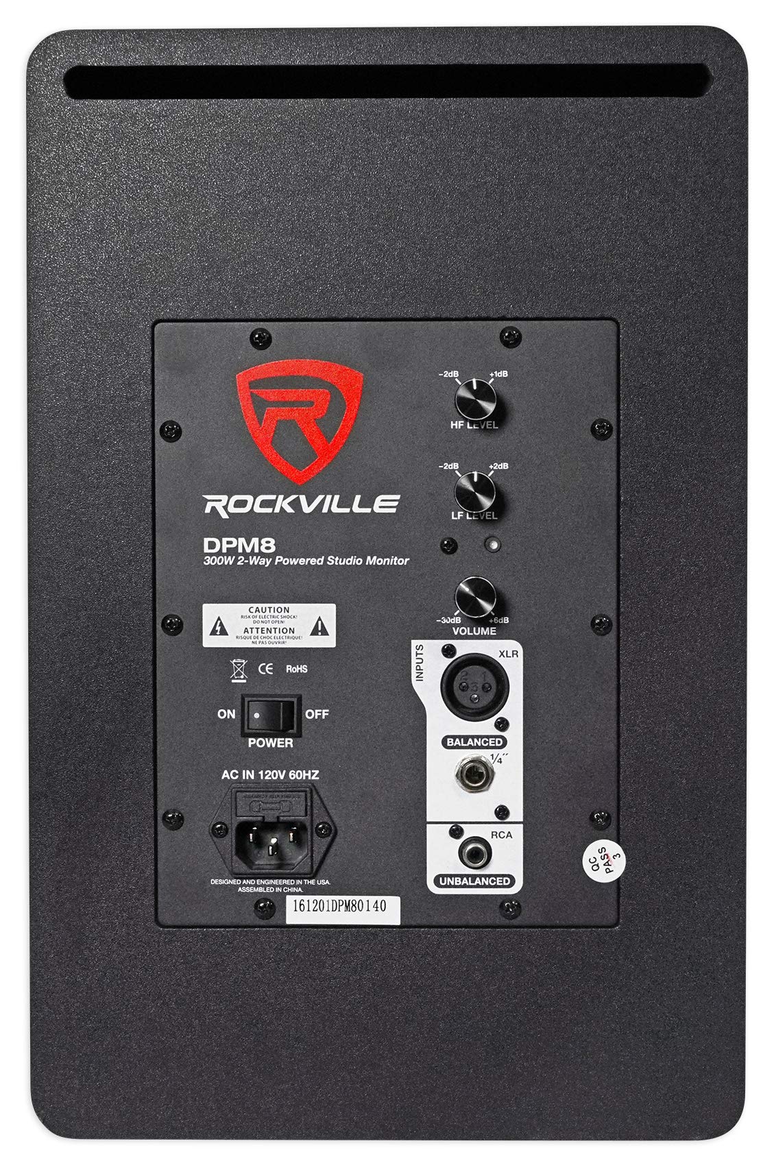 Rockville Dpm8B 8'' 2 Way 300W Black Active/Powered Studio Monitor Speaker