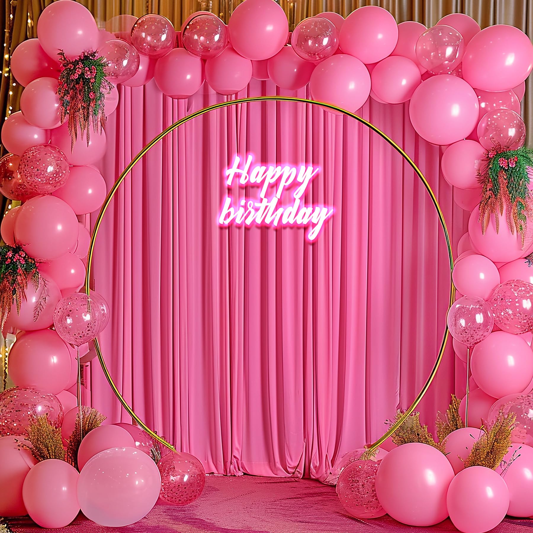 Hot Pink Backdrop Curtains For Parties 10Ft X 8Ft Polyester Wrinkle Free Drapes For Backdrop Fuchsia Curtains For Bridal Shower