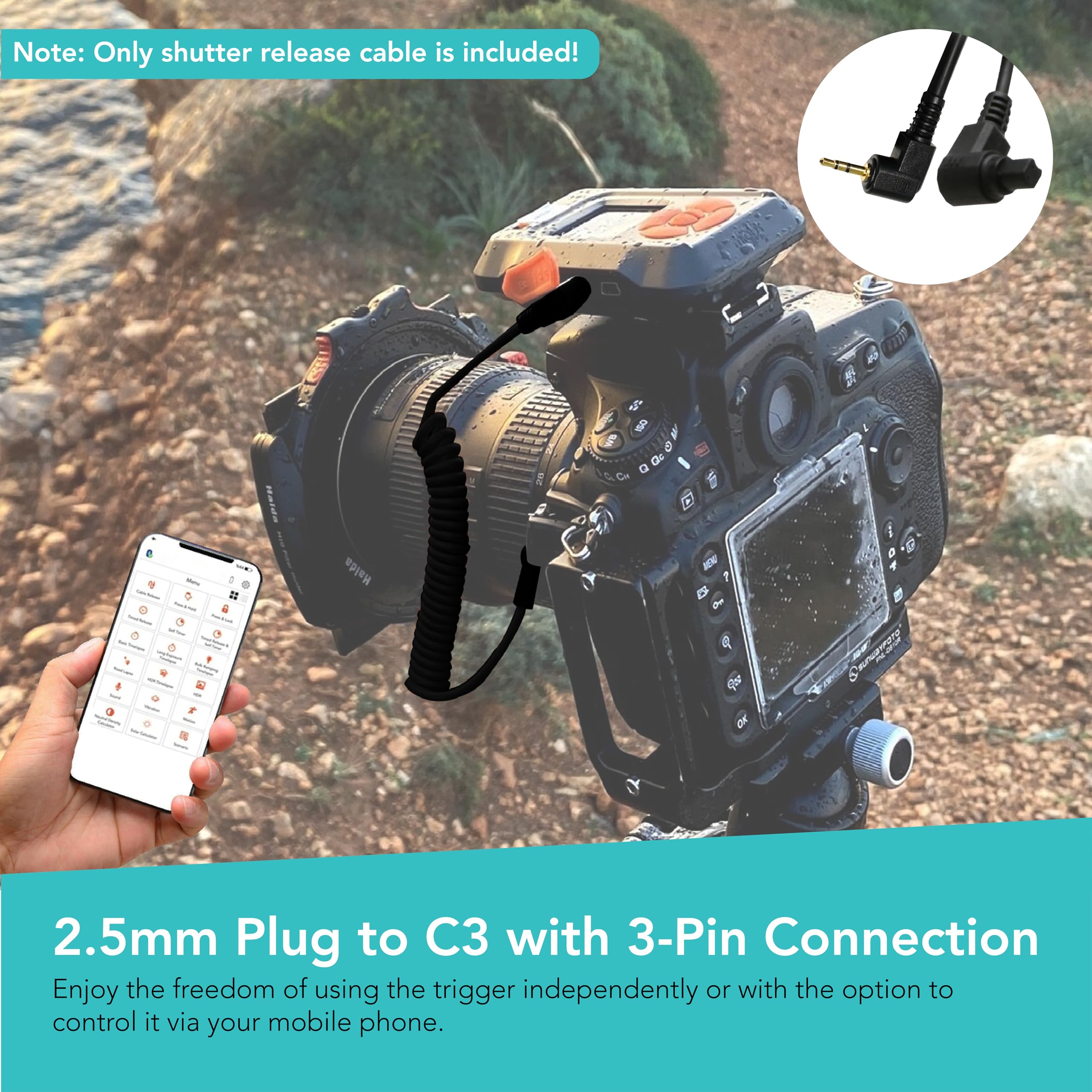 Foto&Tech 2.5Mm-C3 Remote Control Shutter Release Cable Cord Compatible With Miops Nero Smart Camera Trigger, Compatible With Ca