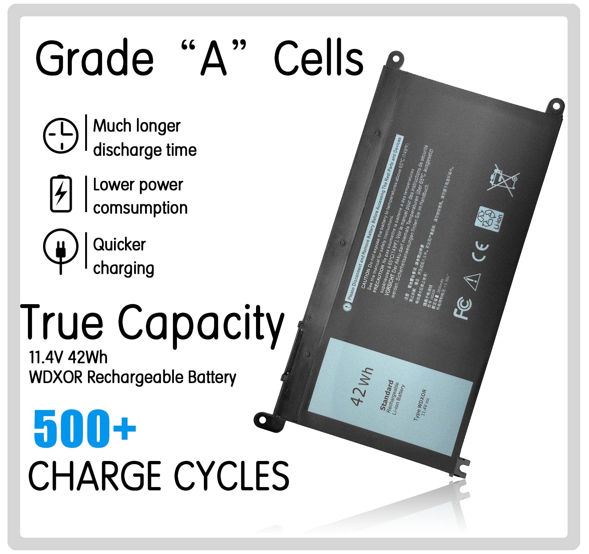 Wdxor 42Wh Battery Wdxor For Dell Inspiron 15 5000 7000 7579 7573 7560 7569 7570 5565 5567 5568 5570 5578 5579 7586 13 7368 5368