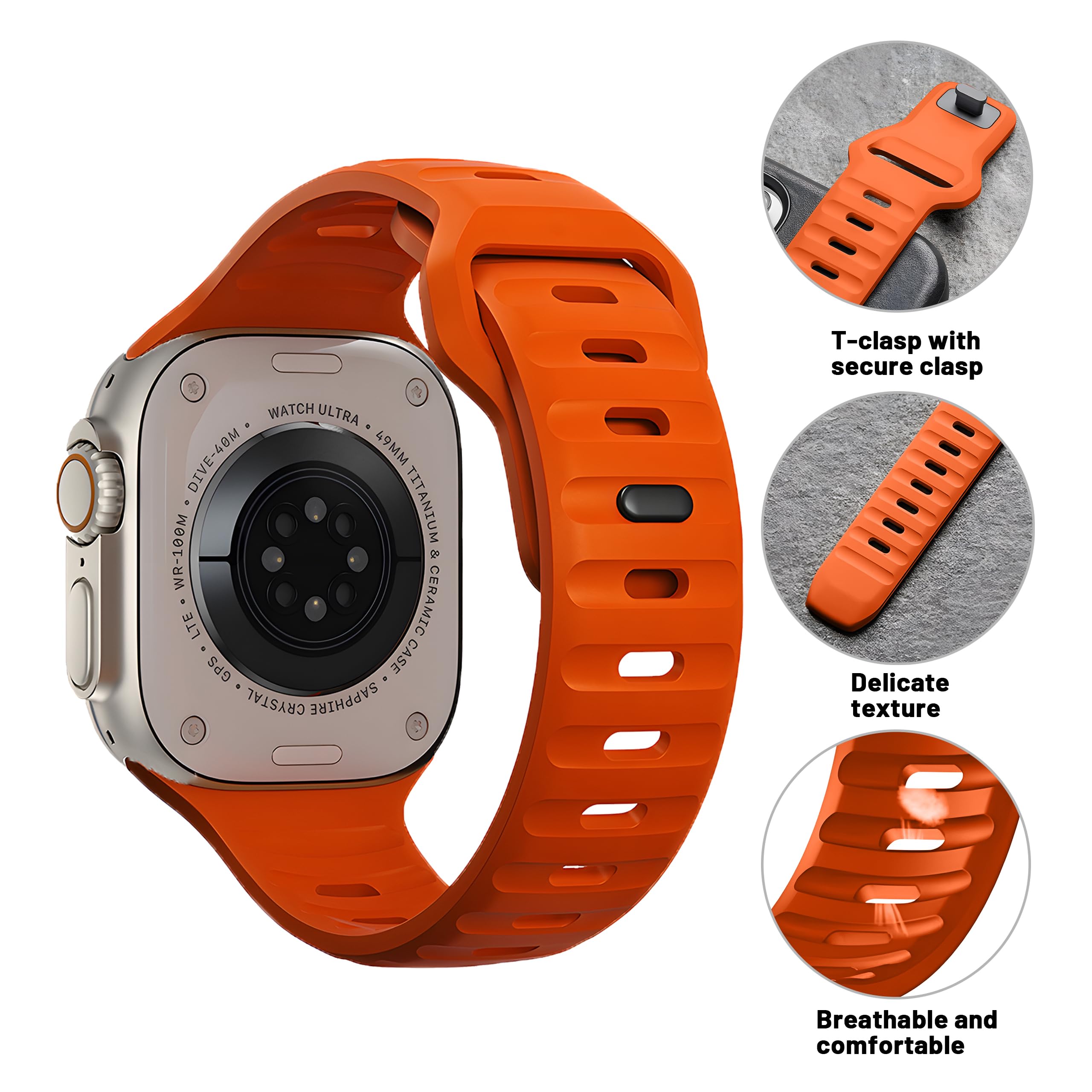 Soft Silicone Waterproof Strap Compatible With Apple Watch Ultra Band 49Mm 45Mm 44Mm 42Mm 41Mm 40Mm 38Mm,Men Women Sport Bands F