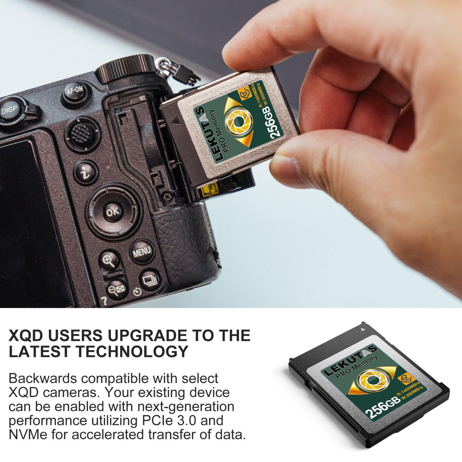 Lekutas 256Gb Cfexpress Type B Memory Card, R1400Mb/S W800Mb/S Cfx Xqd Cards Type B For Cameras 8K Raw, Compatible With Nikon Z6