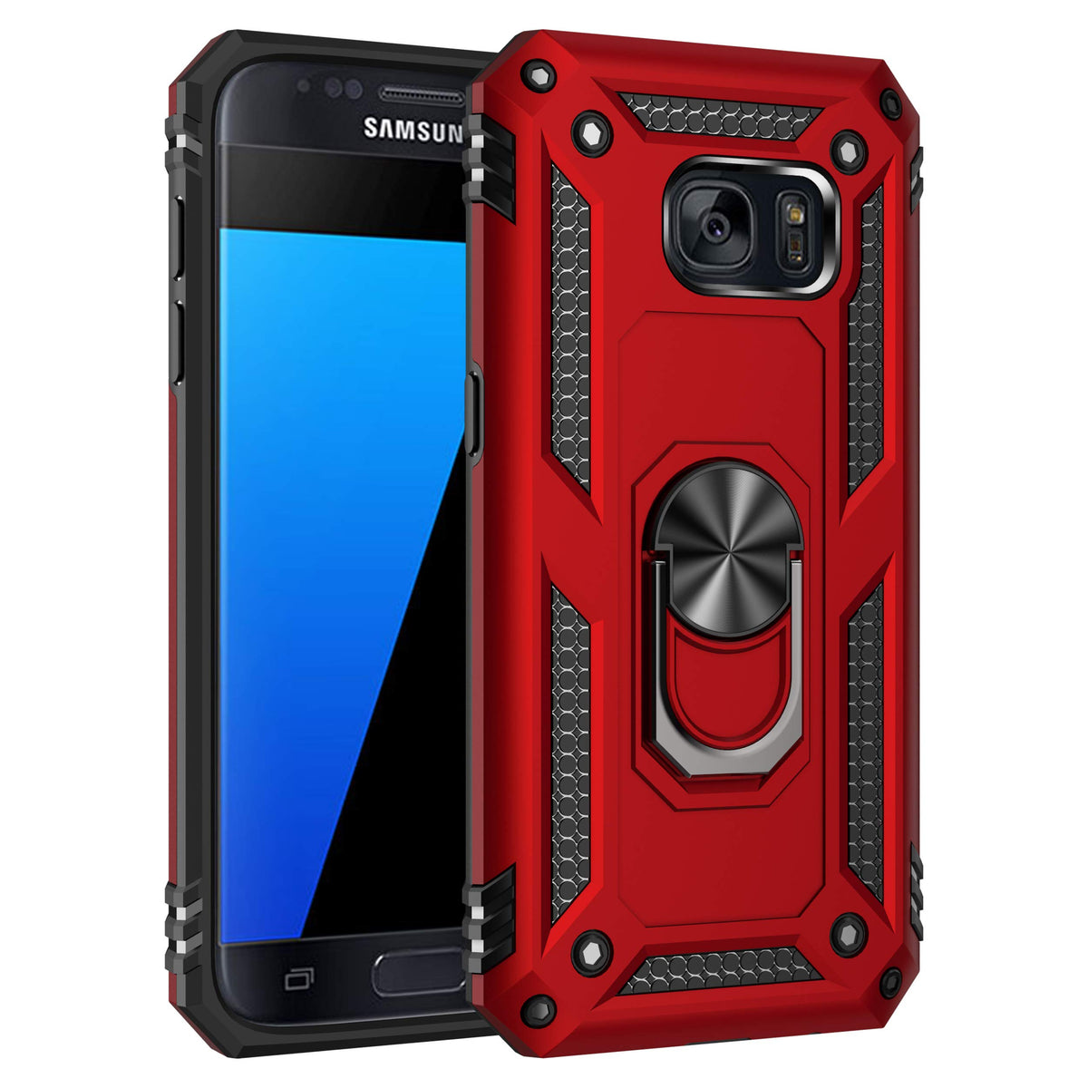 S7 Case Military Protection With Built In 360 Rotation Kickstand Support Car Magnetic Holder For Samsung Galaxy S7 Red