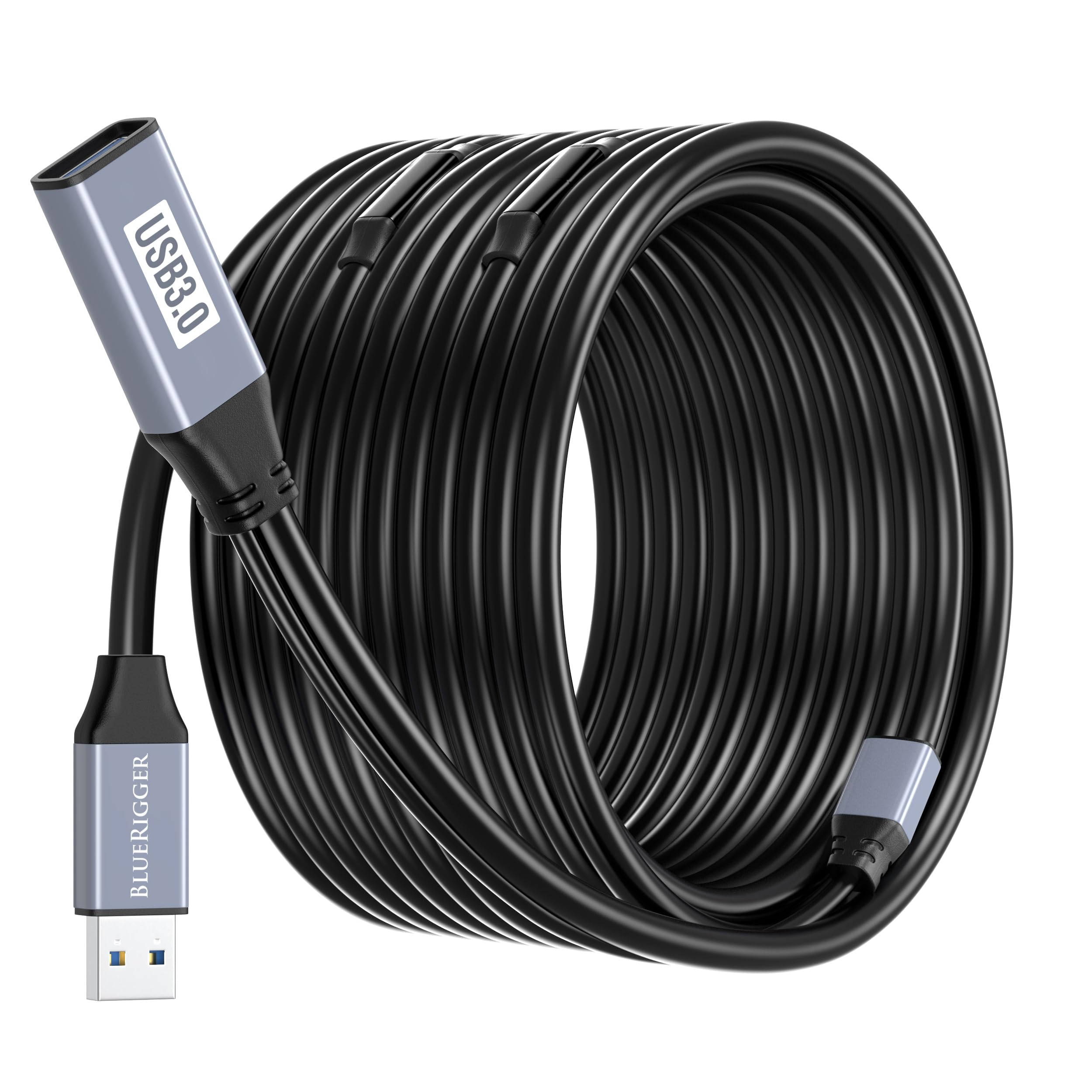 Bluerigger Usb 3.0 Extension Cable (100Ft, Active, 5Gbps, In Wall Cl3 Rated, Type A Male To Female Adapter Cord)   Long Usb Repe