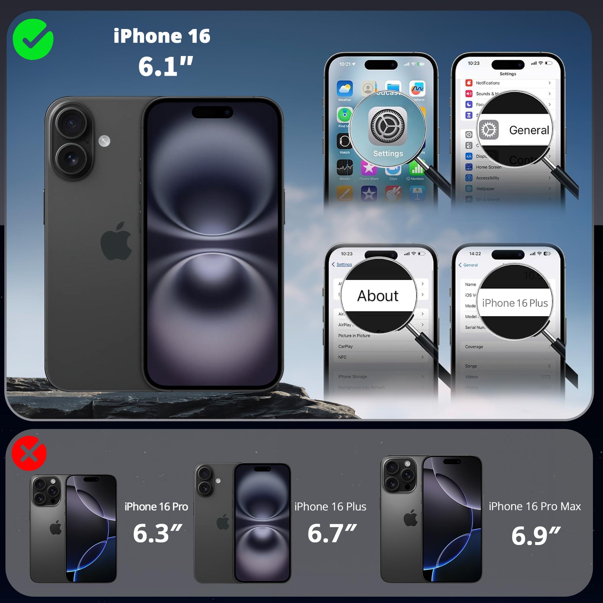 Cacoe Magnetic Case For Iphone 16 6.1 Inch With 360 Rotatable Ring Stand, Compatible With Magsafe Car Phone Mount, Cases Cover P