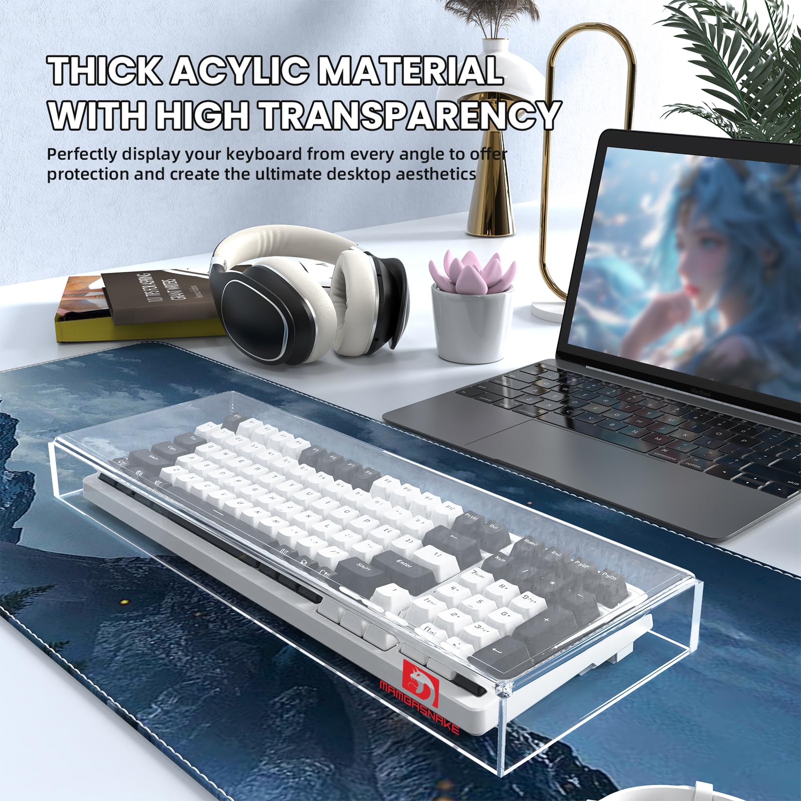 Ziyou Lang Kc04 Acrylic Clear Transparent Keyboard Cover(17.4 * 6.5 * 1.89) With Dustproof Waterproof Anti Hit Anti Cat Protecti