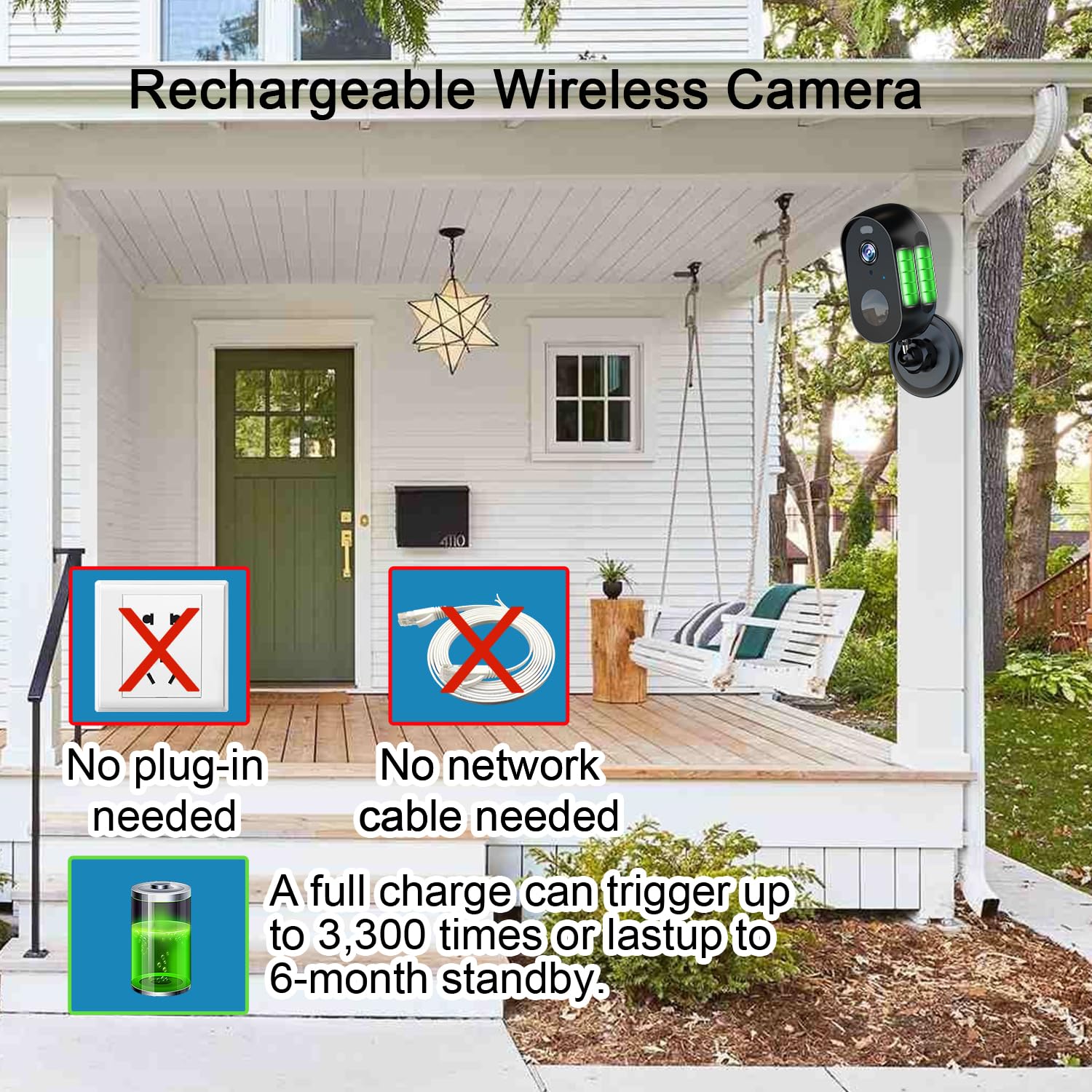 Letscee Wireless Battery Cameras Outdoor.Indoor Outdoor Home Security Cameras, With Night Version,Motion Detection,2 Way Audio,W