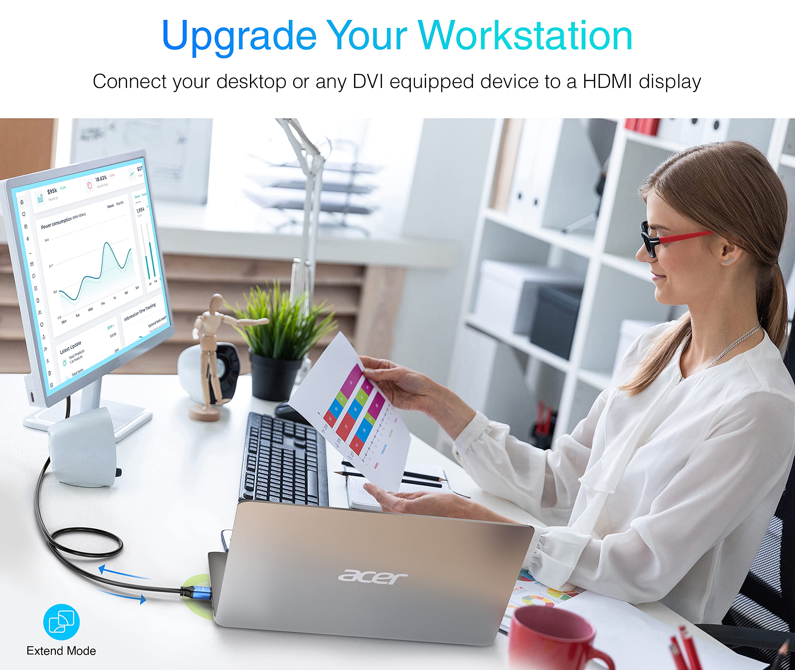 Bluerigger Hdmi To Dvi Cable (6Ft, High-Speed, Bi-Directional Adapter Male To Male, Dvi-D 24+1, 1080P, Aluminum Shell) - Compati