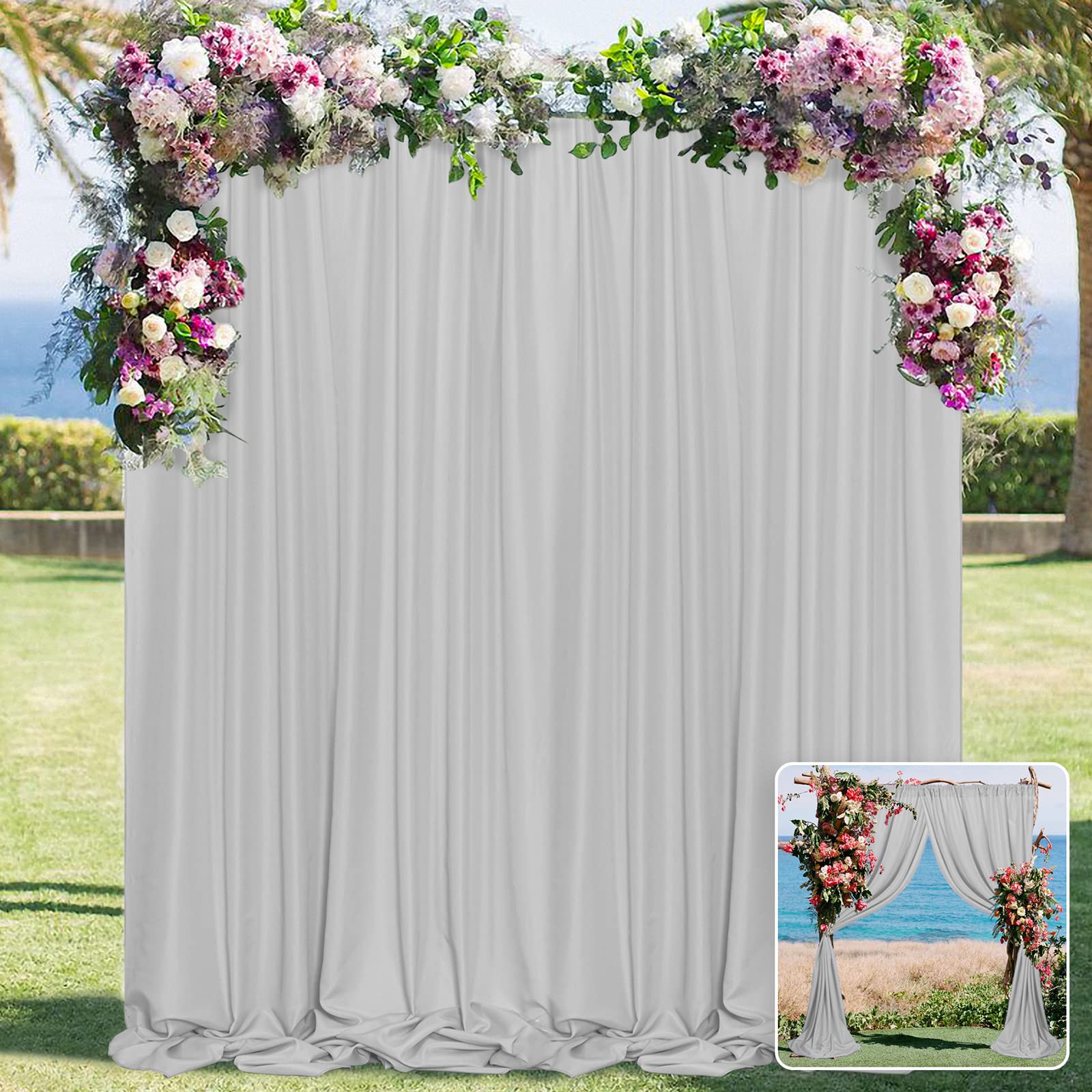 Mysky Home 10Ft X 10Ft Curtains Light Grey Backdrop Curtains For Parties Wedding Curtains Stage Curtains Rod Pocket Privacy Slid