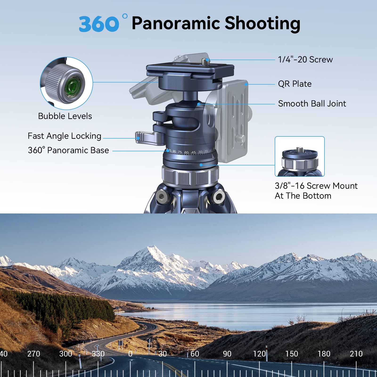 Smallrig Ap-02 Lightweight Travel Tripod, 63 Camera Tripod With Compact Unconventional Center Column, 360 Ball Head, Qr Plate, T