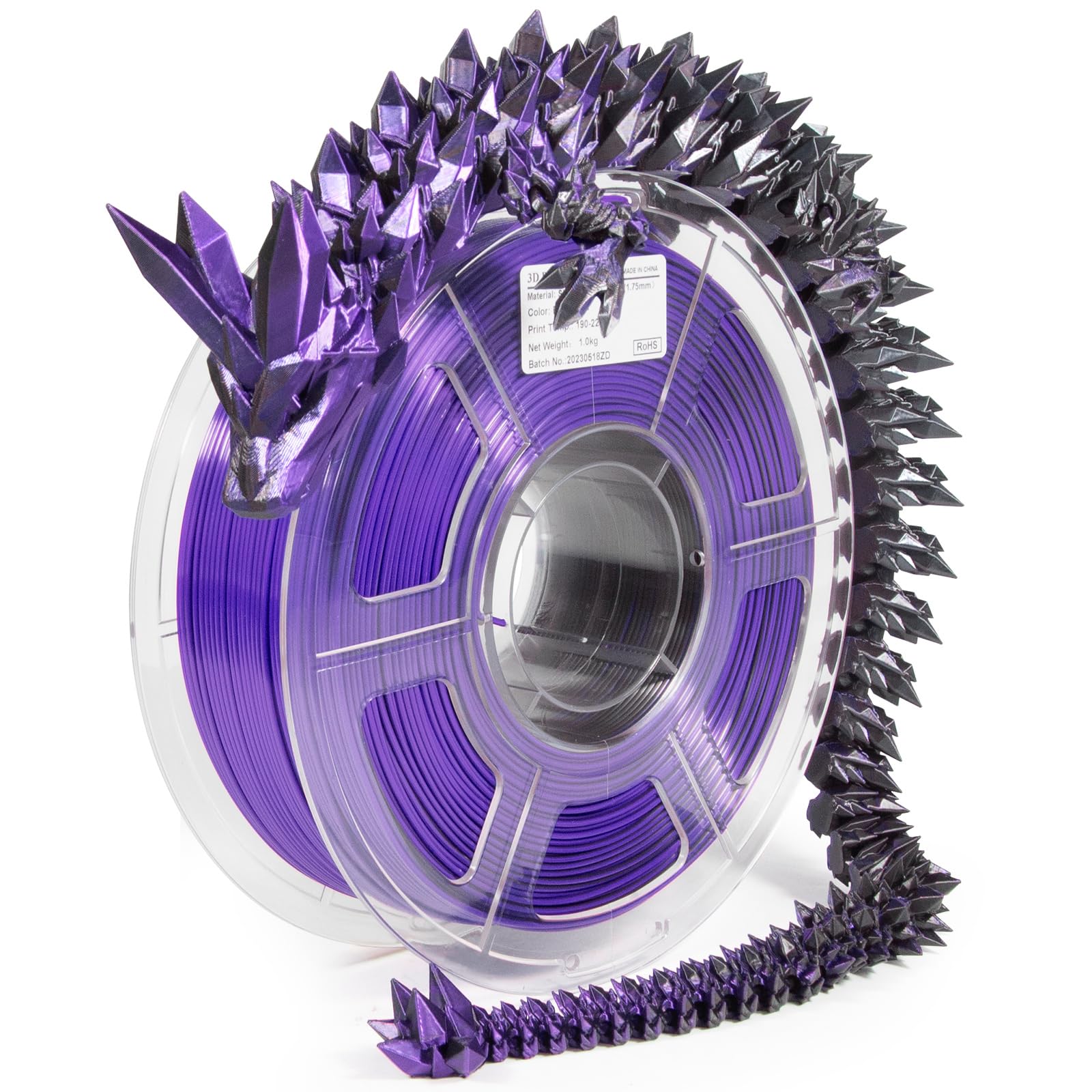 Isanmate 3D Printer Filament, Multicolor Transparent Transition Glitter Filament, Gradient Purple Blue Multicolor Pla Filament,