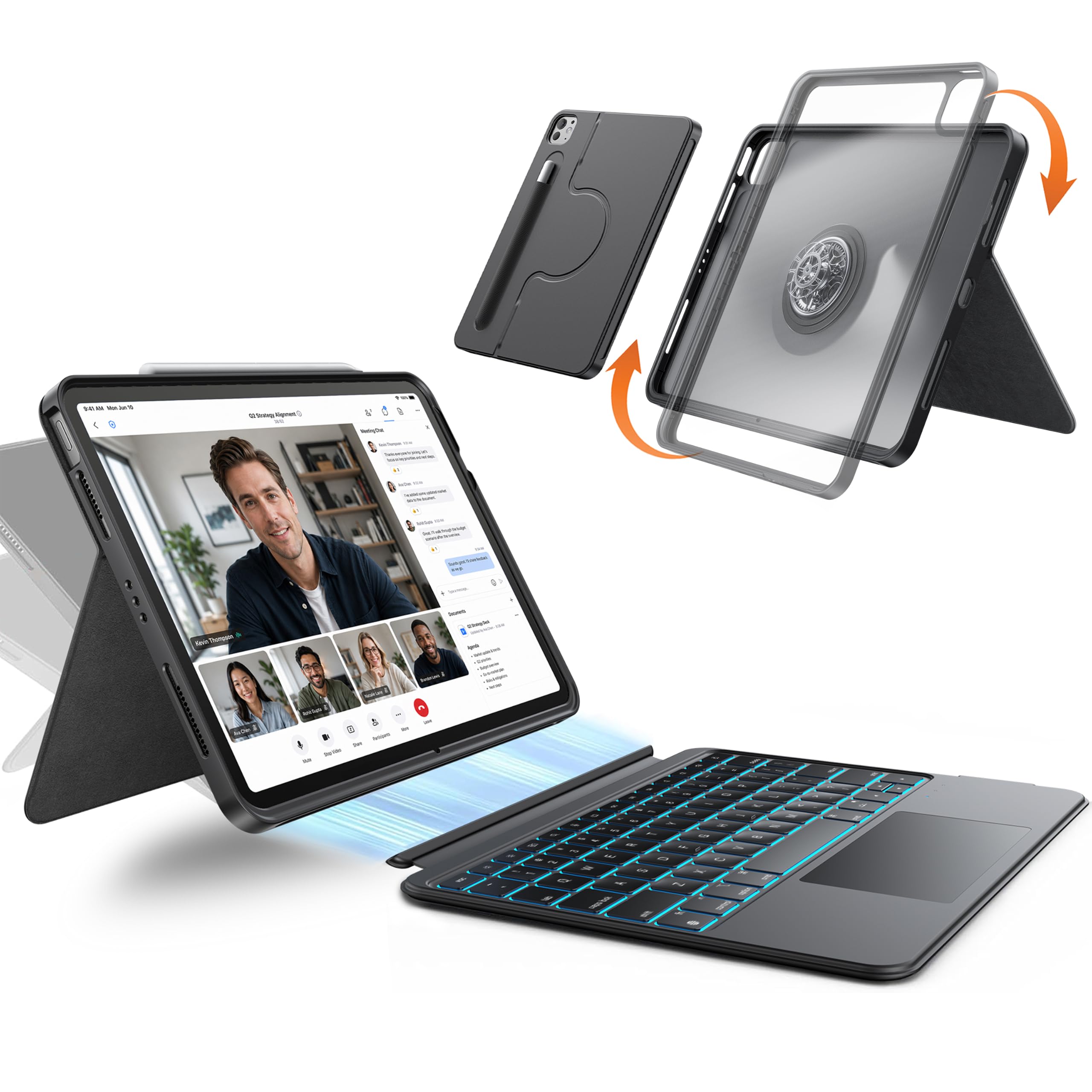 HOU Keyboard Case for iPad Air 11,Air 5/4 gen & iPad Pro 11 1/2/3/4 gen