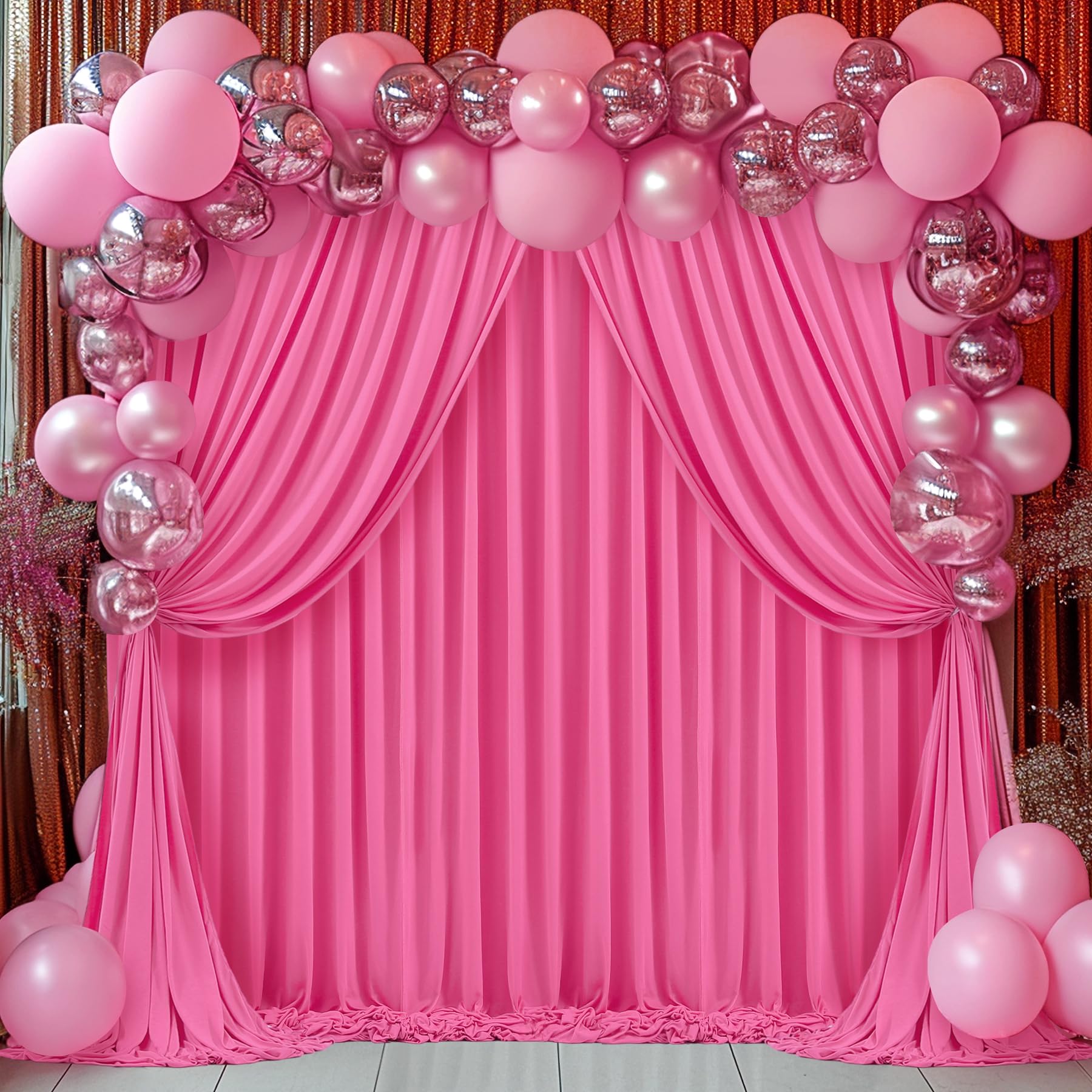 Hot Pink Backdrop Curtains For Parties 10Ft X 8Ft Polyester Wrinkle Free Drapes For Backdrop Fuchsia Curtains For Bridal Shower