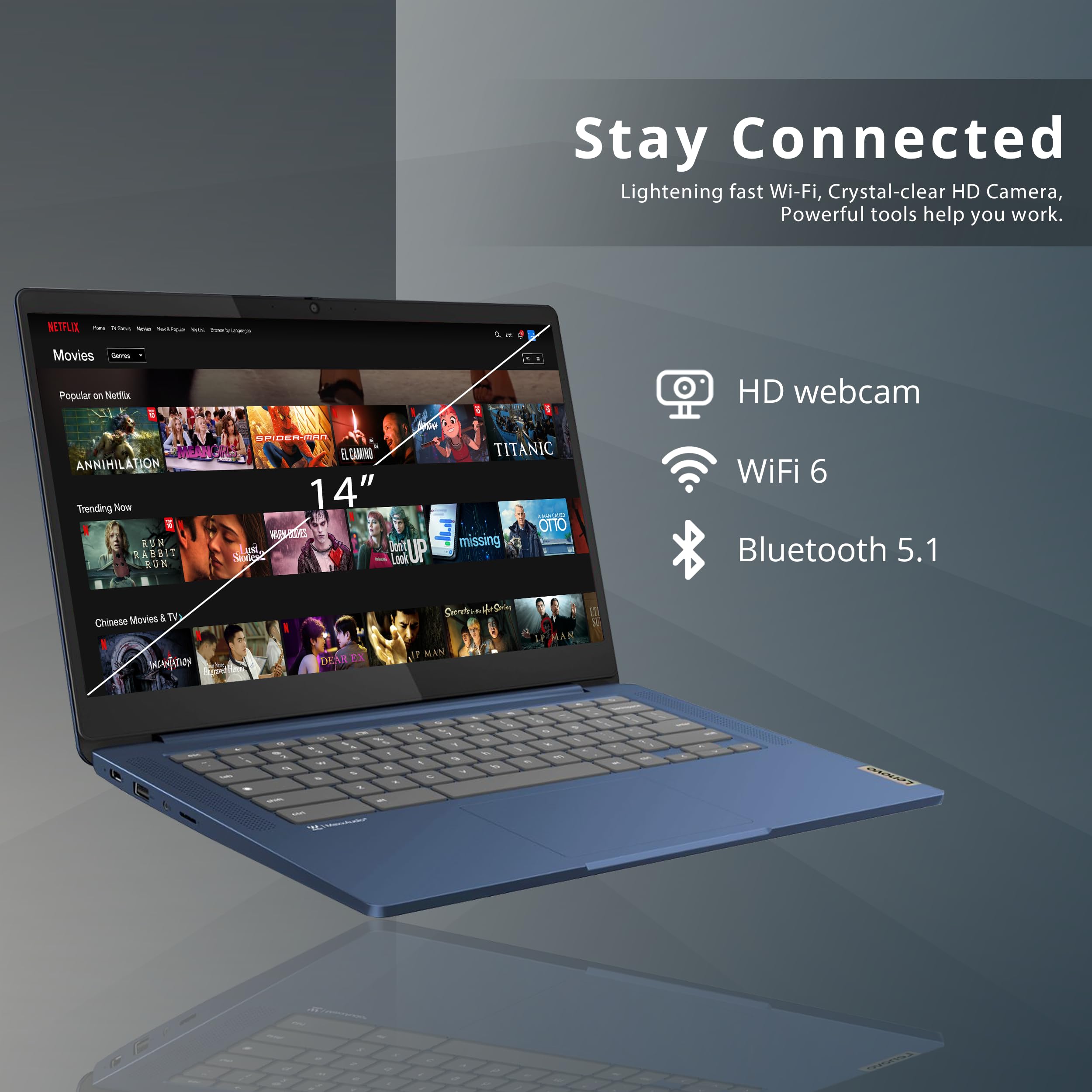 Lenovo Ideapad Slim 3 Chromebook, 14 Fhd Ips Touchscreen Laptop