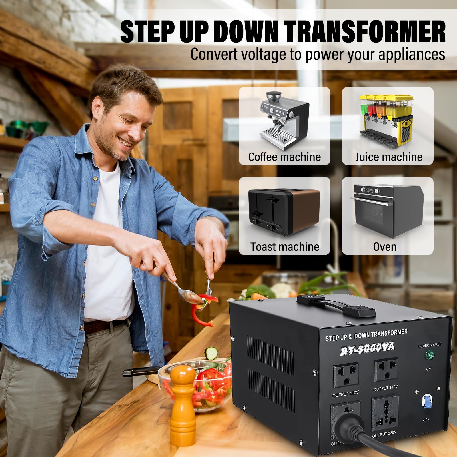 Yaeccc 3000Va Voltage Transformer Power Converter 110V/220V Converter Ac Ac 3000Va