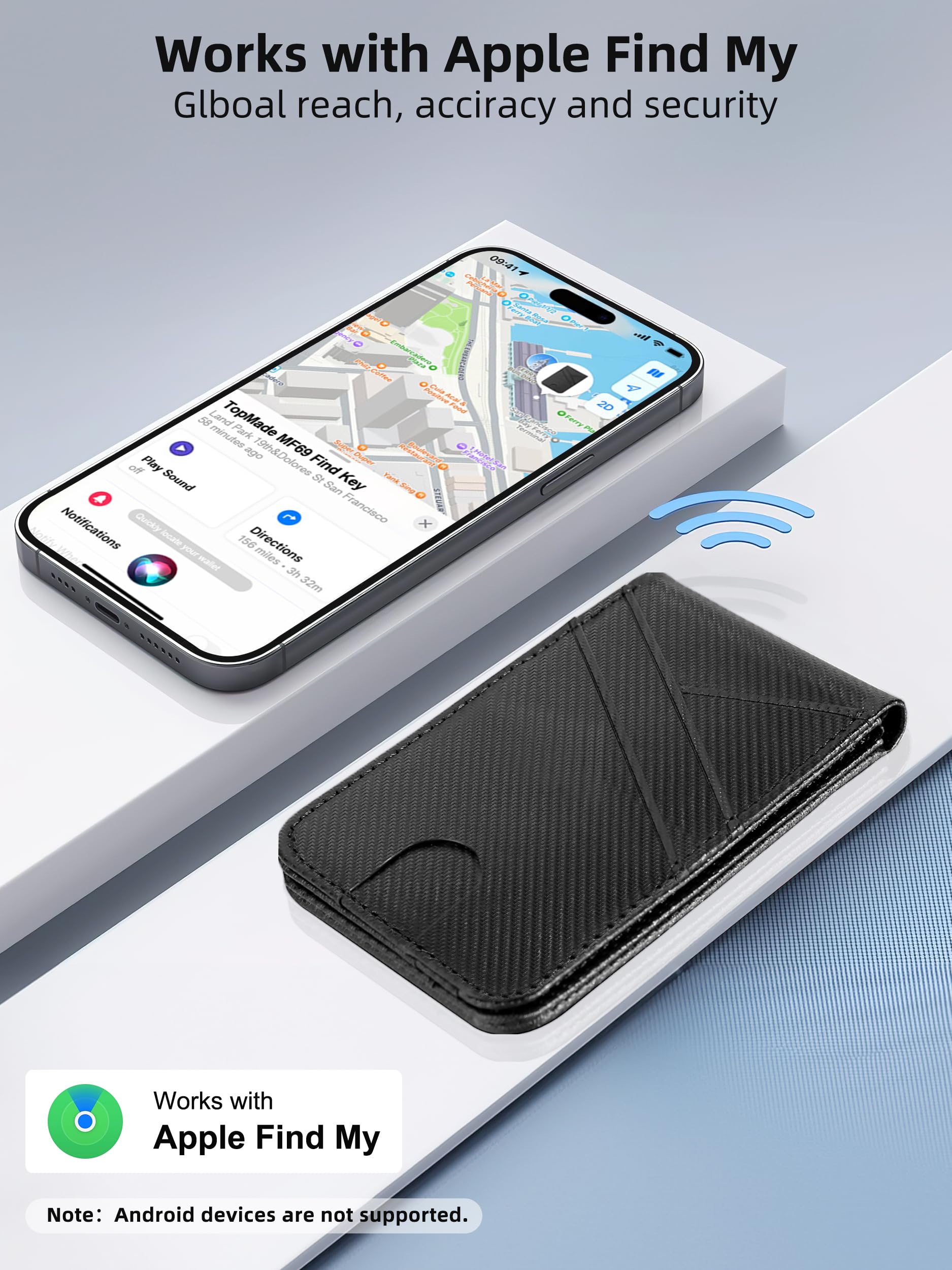 Magsafe Wallet Stand With Full Find My, Magnetic Wallet For Iphone 16/15/14/13/12 Series, For Iphone Wallet Tracker With Adjusta