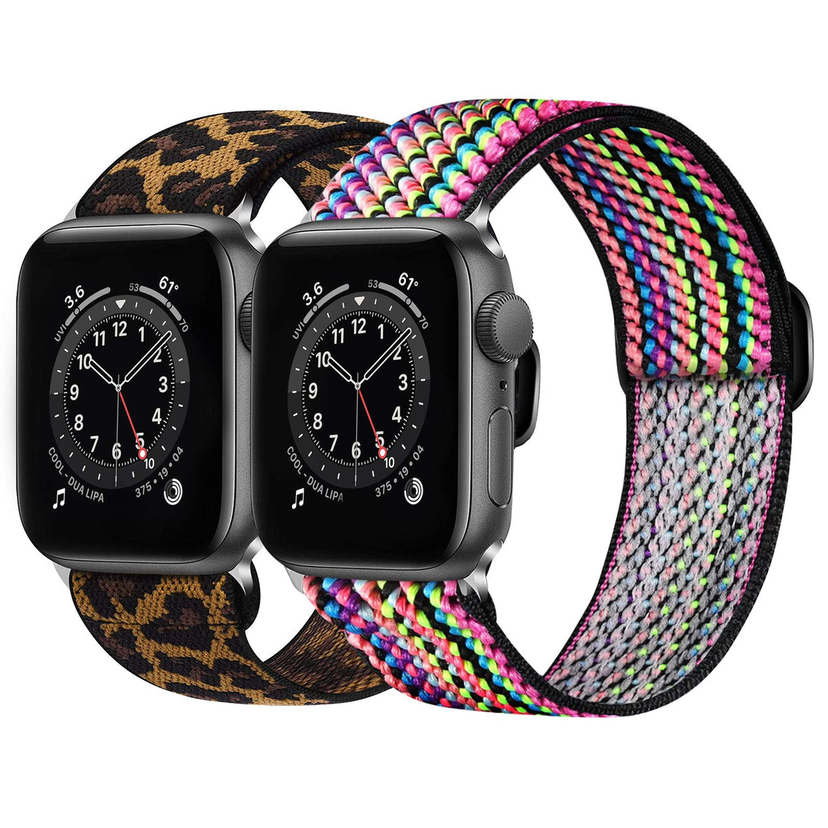 Bnbiden 2 Pack Soft Nylon Elastic Band Compatible With Apple Watch Series Se/6/5/4/3/2/1, Stretchy Straps Compatible With Iwatch