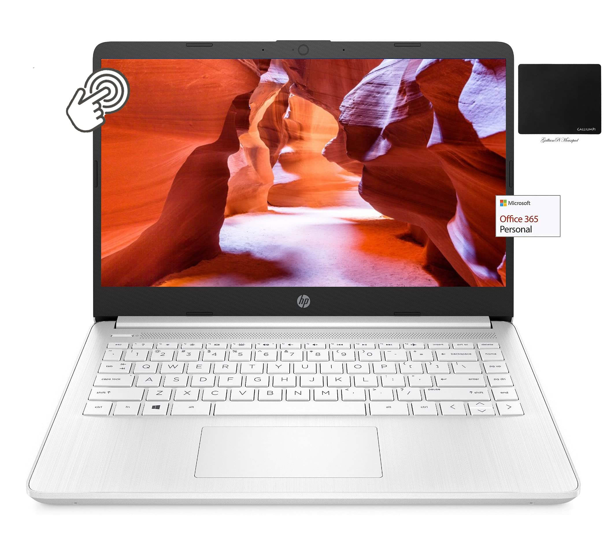 HP 14 Touchscreen Laptop, AMD Dual-Core 3020e CPU, 16GB RAM, 320GB Storage(64GB eMMC+256GB SSD), Webcam, 1-Year Office, Win 10 B