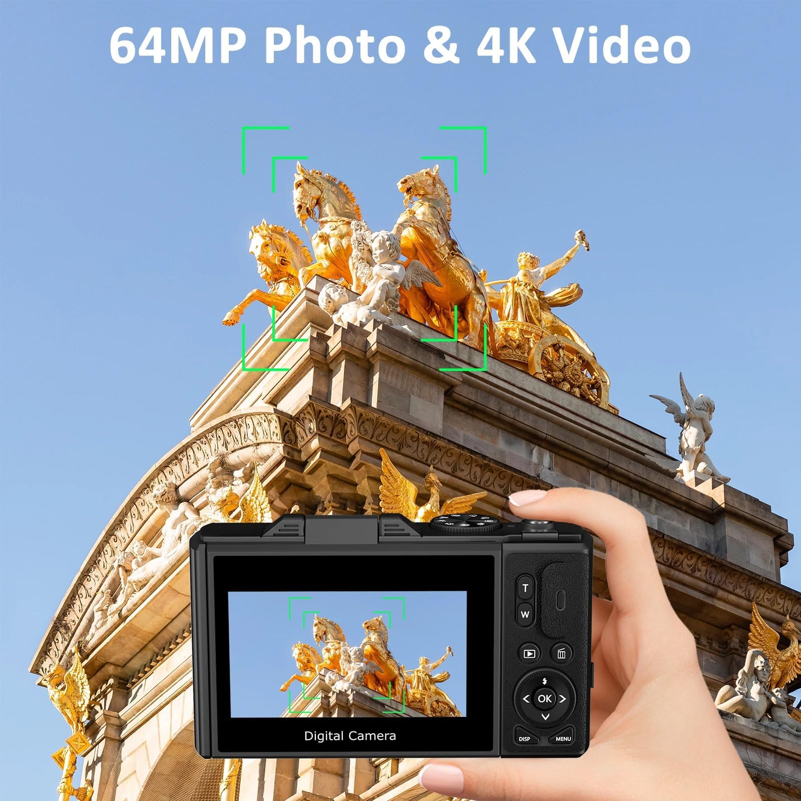 64Mp Digital Camera For Photography And Video: 4K Vlogging Camera For Youtube With 3'' Flip Screen And 32Gb Tf Card, 16X Digital