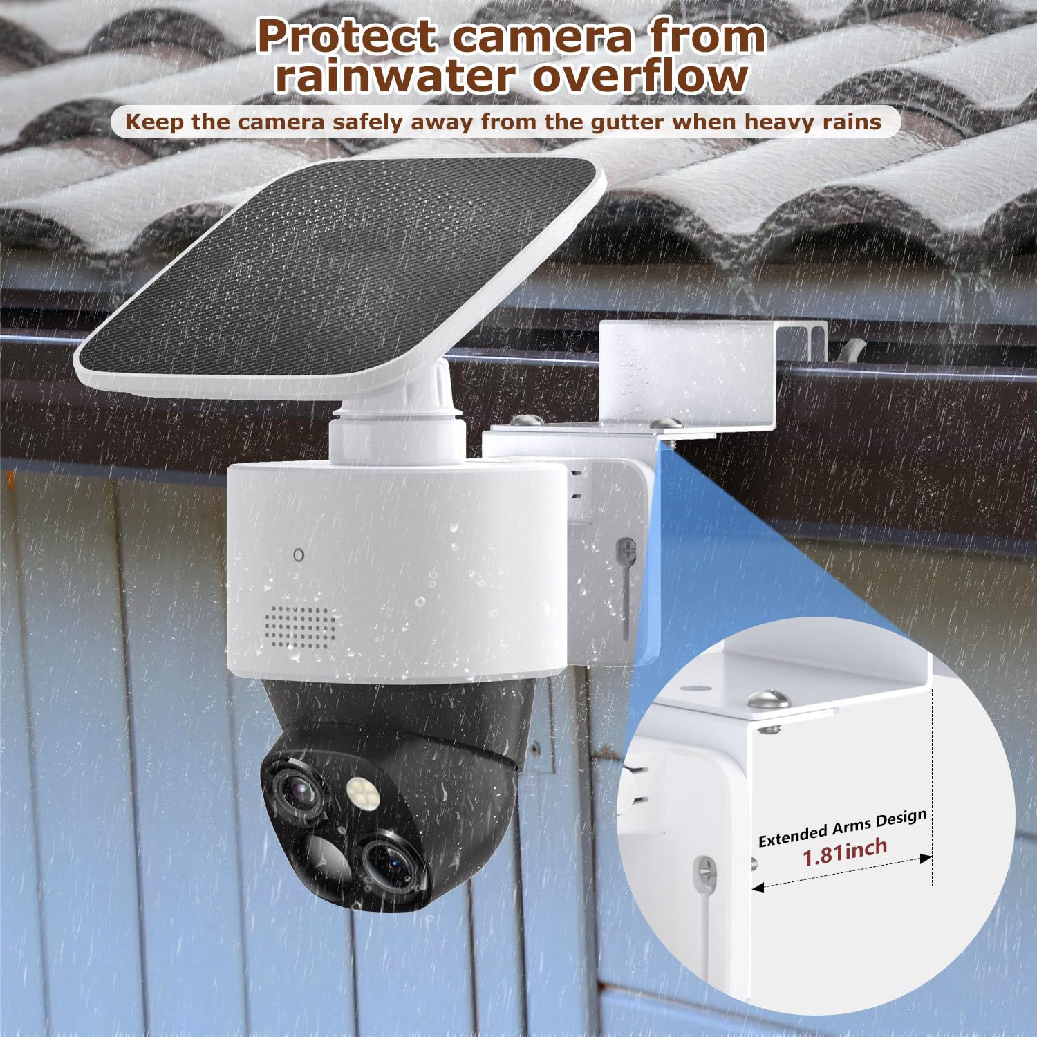 Gutter Mount Bracket Compatible With Eufy Security Solocam S340, Solar Security Camera, Rust Proof Bracket With Extended Arms De