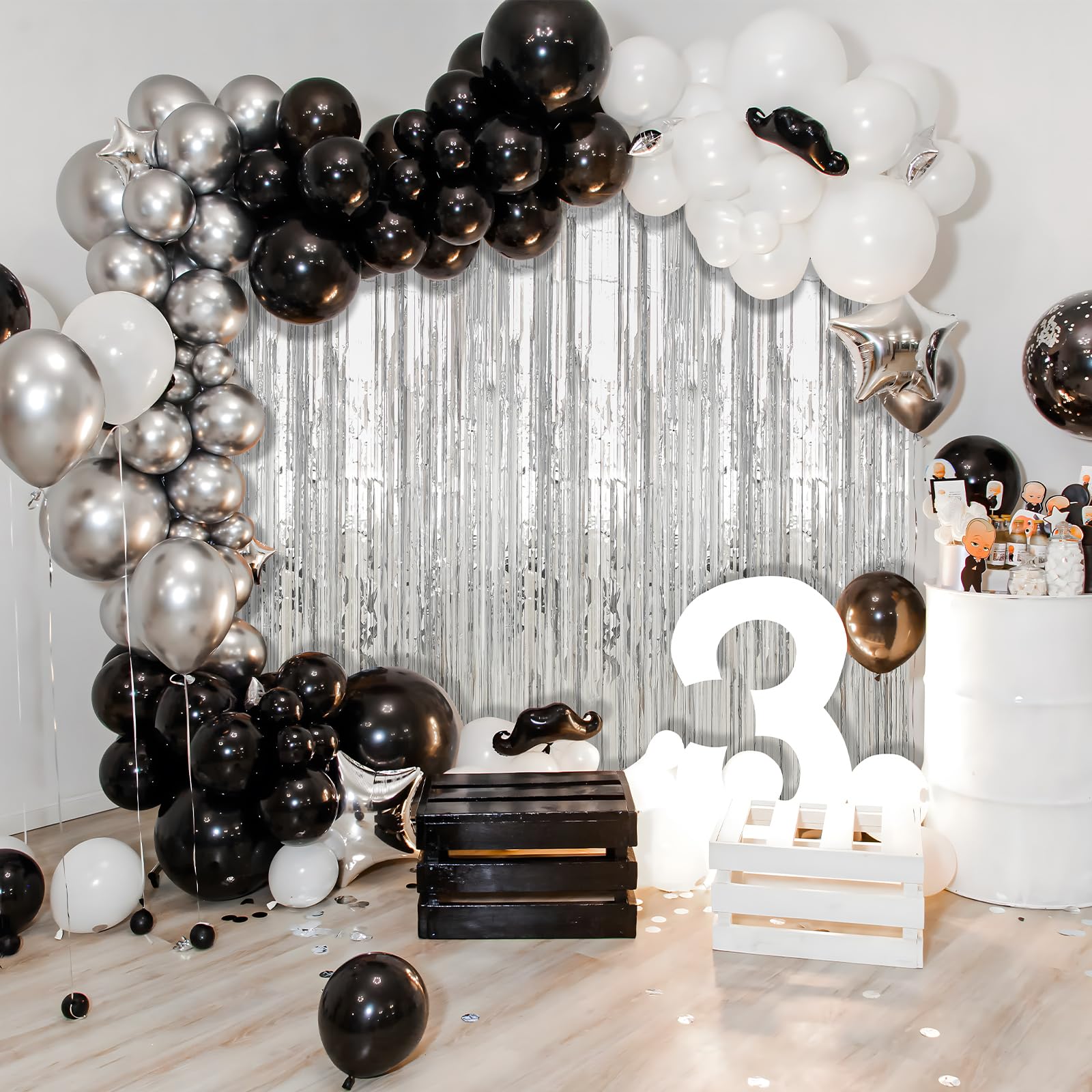 2 Pack Silver Foil Fringe Curtains Streamers Party Decorations 3.3 X 8.2 Ft, Tinsel Curtain Fringe Backdrop For Parties, Silver