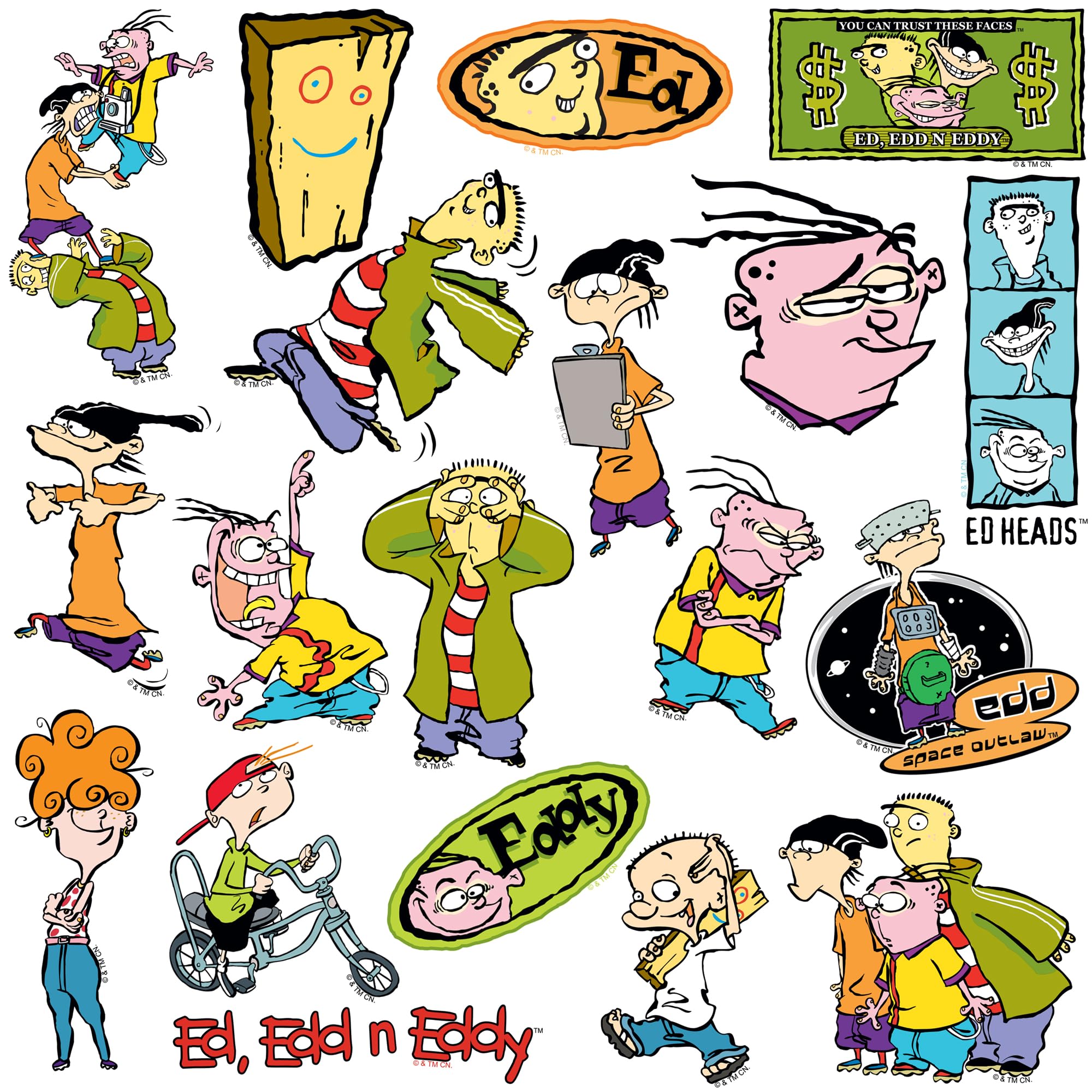 Ed, Edd N Eddy 50Ct Vinyl Large Deluxe Stickers Variety Pack   Laptop, Water Bottle, Scrapbooking, Tablet, Skateboard, Indoor/Ou