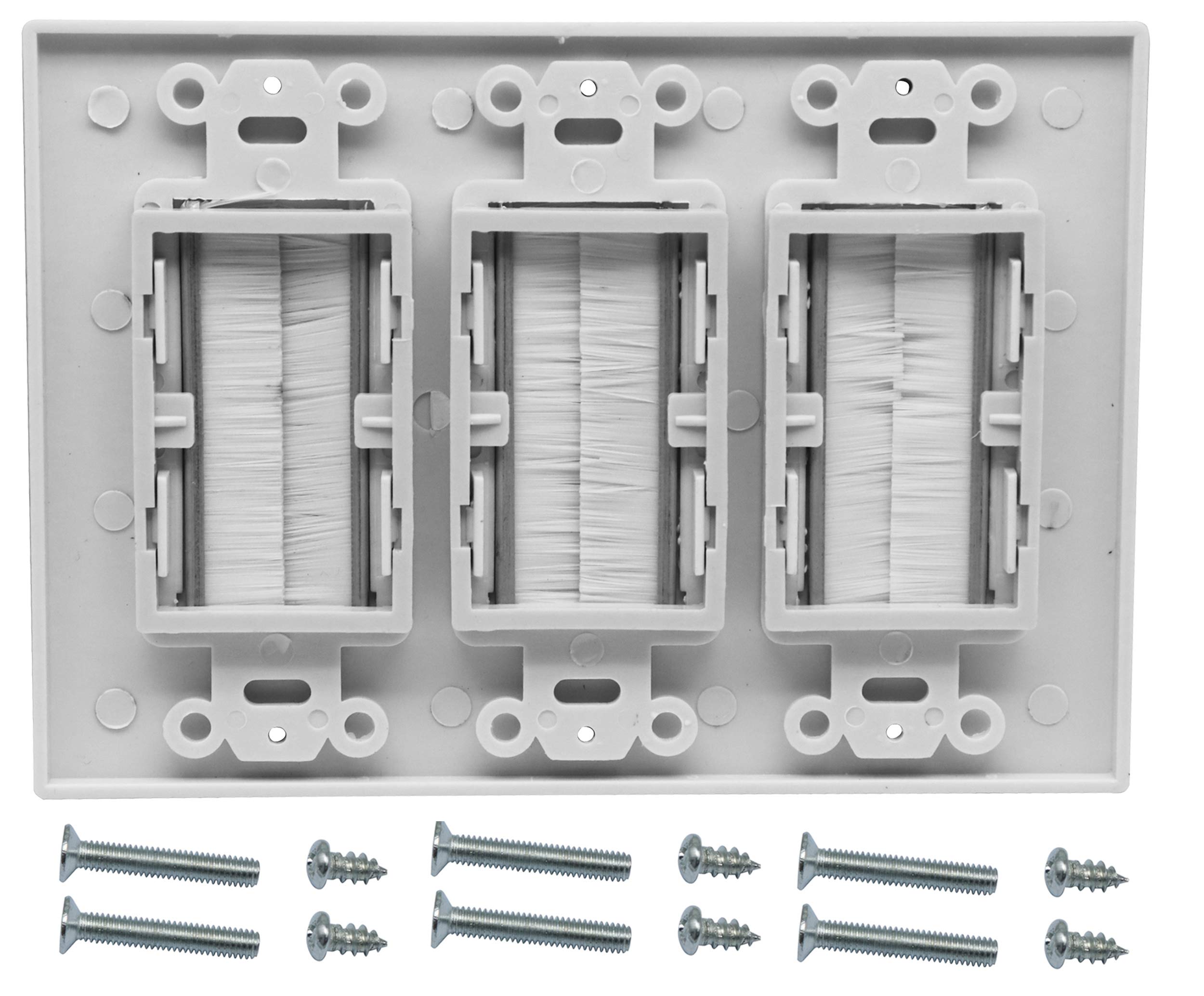 Zdycgtime 3 Gang Brush Wall Plate For Cabling Cable Plate Internal Management Rj45 Usb Audio Video Cable Pass Through Brush Styl