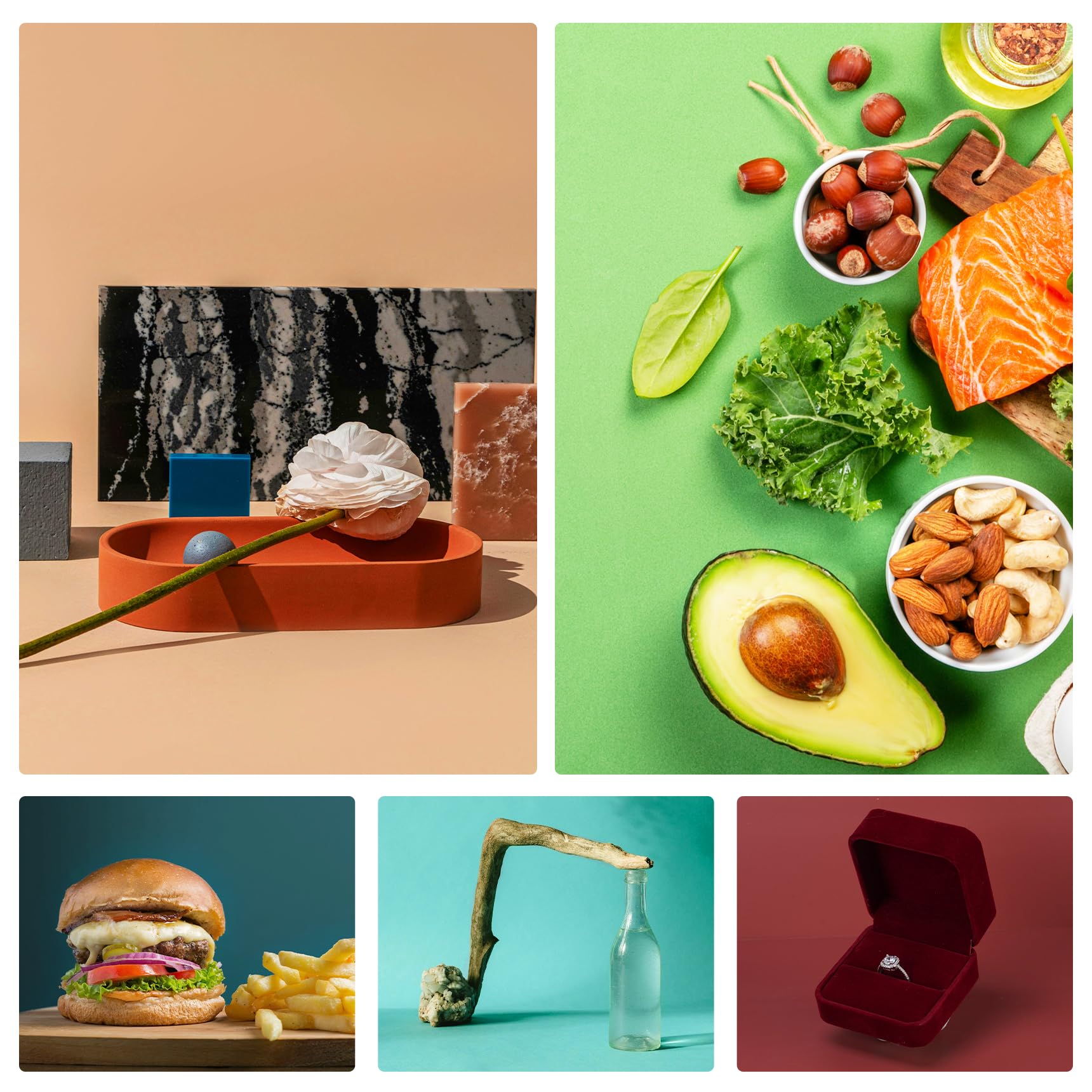 Meking 12Pcs 12Patterns Product Photography Backdrops,Photo Backdrop Double Sided Morandi Tabletop Photo Background For Food/Mak