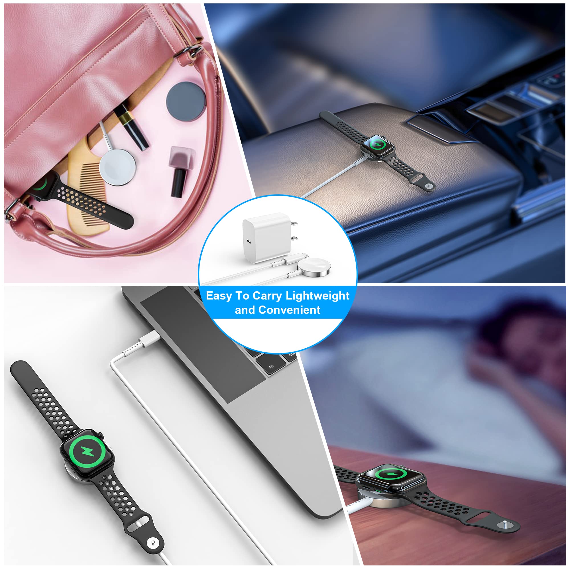 Apple Watch Fast Smart Iwatch Charger 3Ft Magnetic Charging Cable With Usb C Wall Charger For Ultra2/Ultra/Series 9/8/7/Se/6/5/4