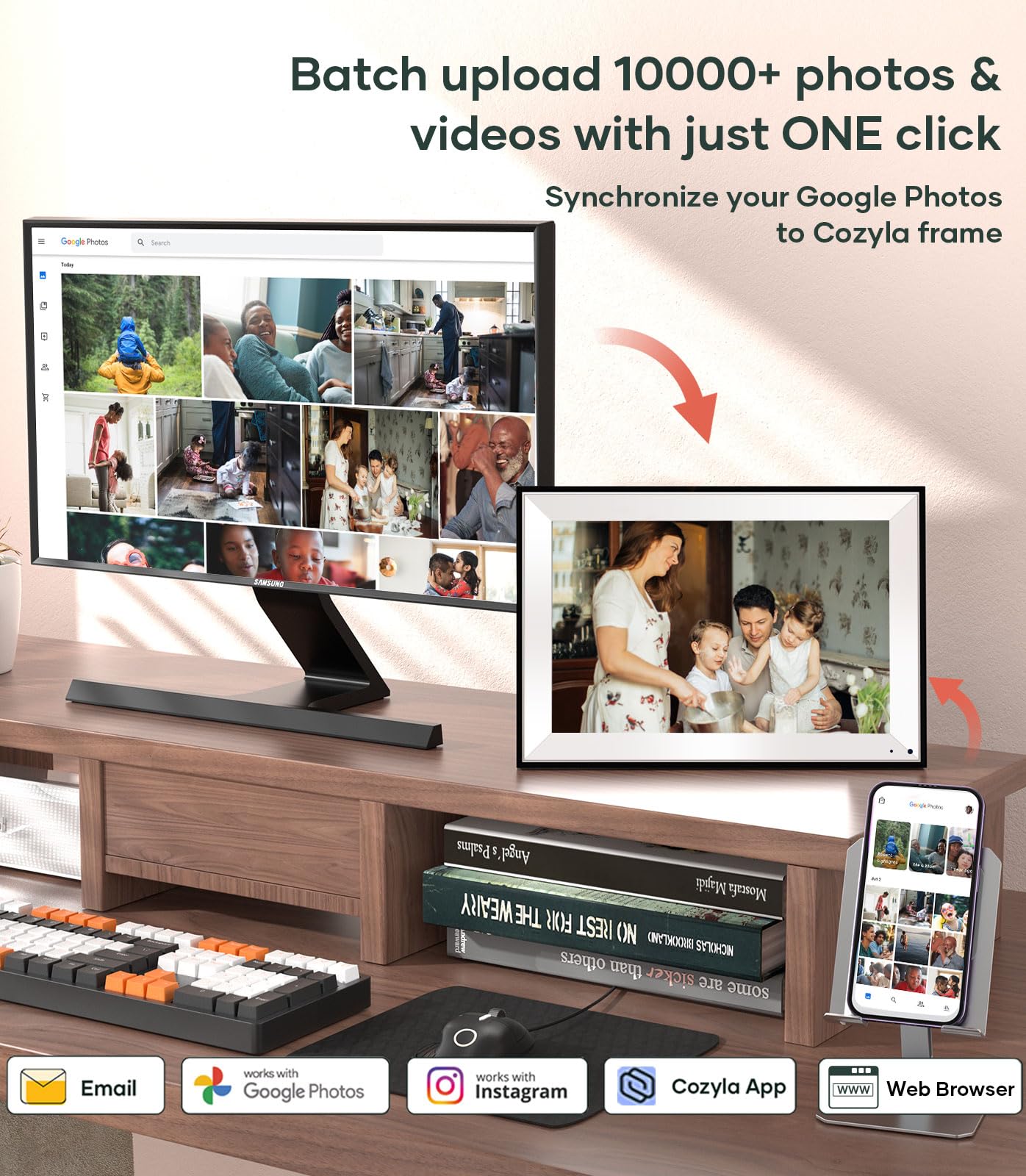 Cozyla Digital Picture Frame Wifi Battery Powered Free Unlimited Storage Ai Powered Send Pictures Via Google Photos Email Web Br