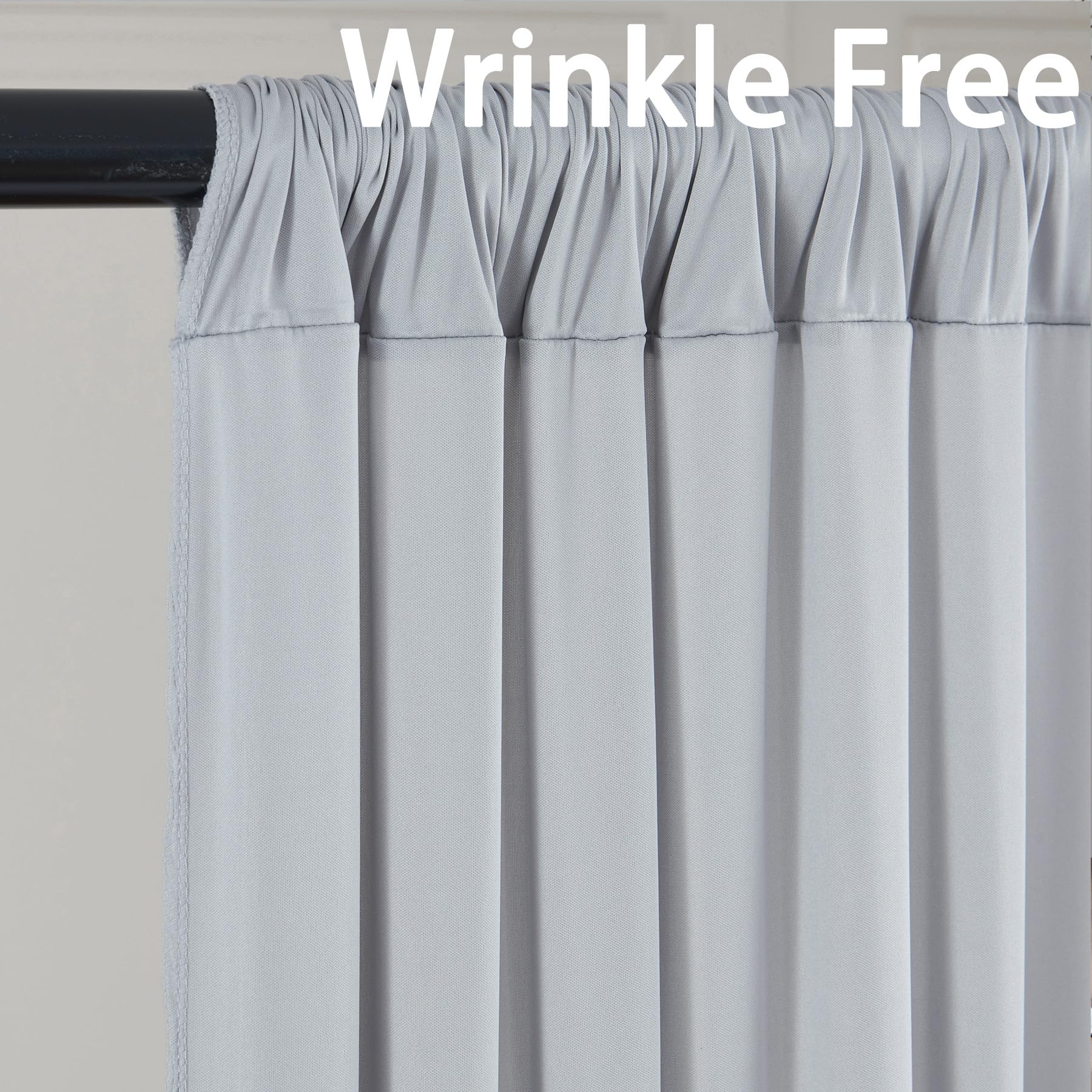 10Ft X 10Ft Wrinkle Free Silver Backdrop Curtain Fpr Parties, Polyester Backdrop Drapes Panels For Wedding Space Theme Birthday