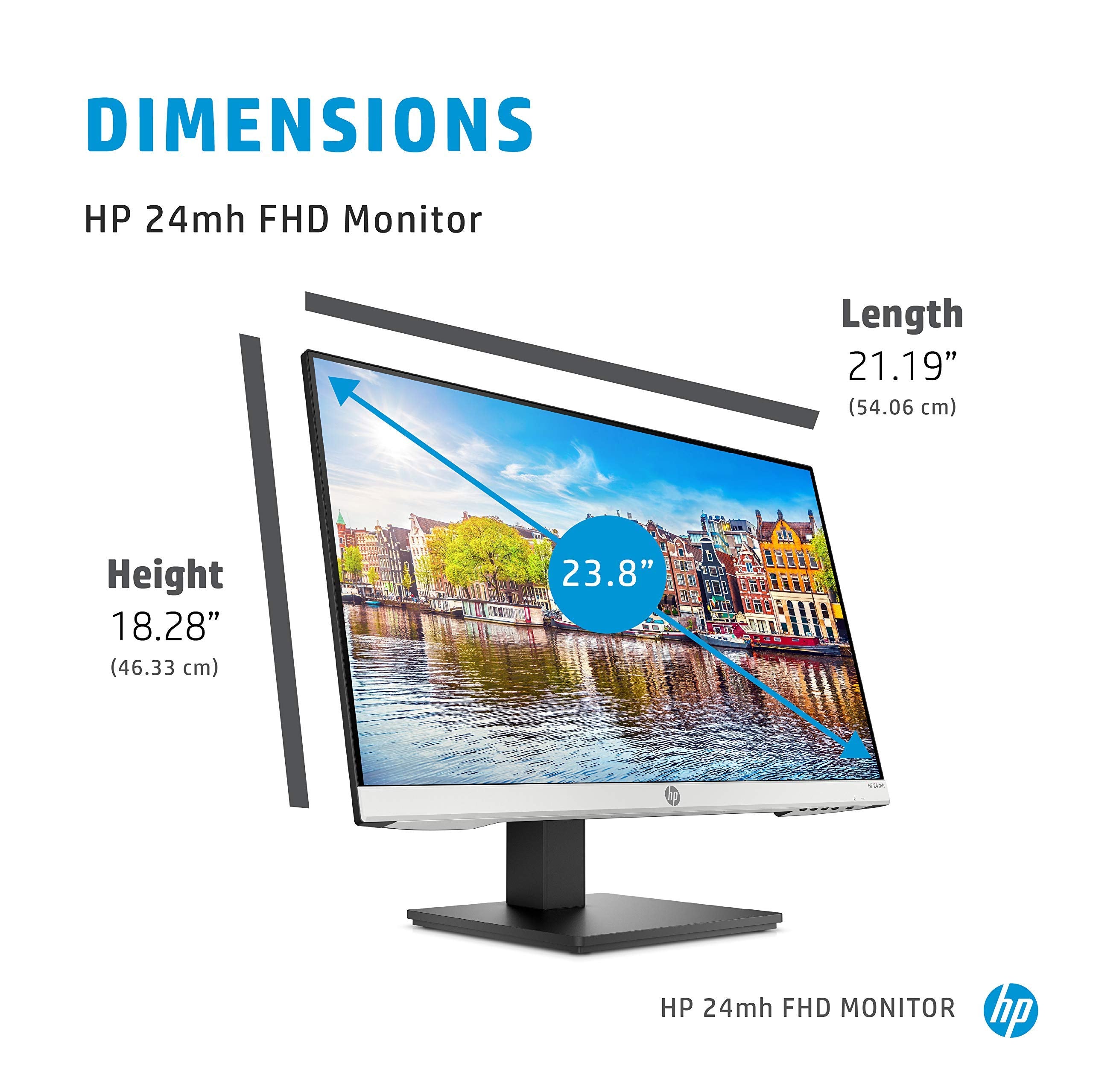 Hp 24Mh Fhd Computer Monitor With 23.8 Inch Ips Display (1080P)   Built In Speakers And Vesa Mounting   Height/Tilt Adjustment F