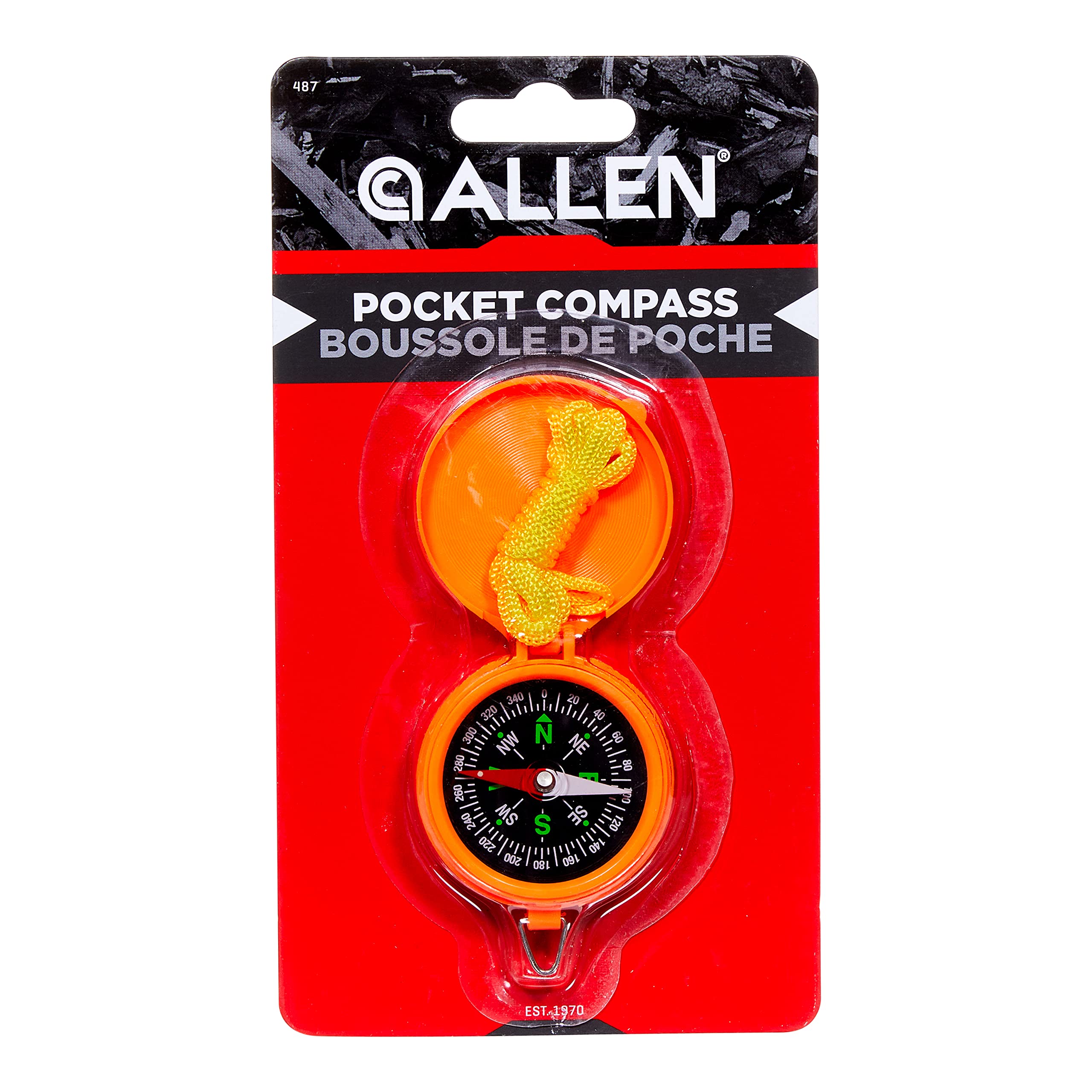 Allen Company Pocket Compass With Lid, Blaze Orange