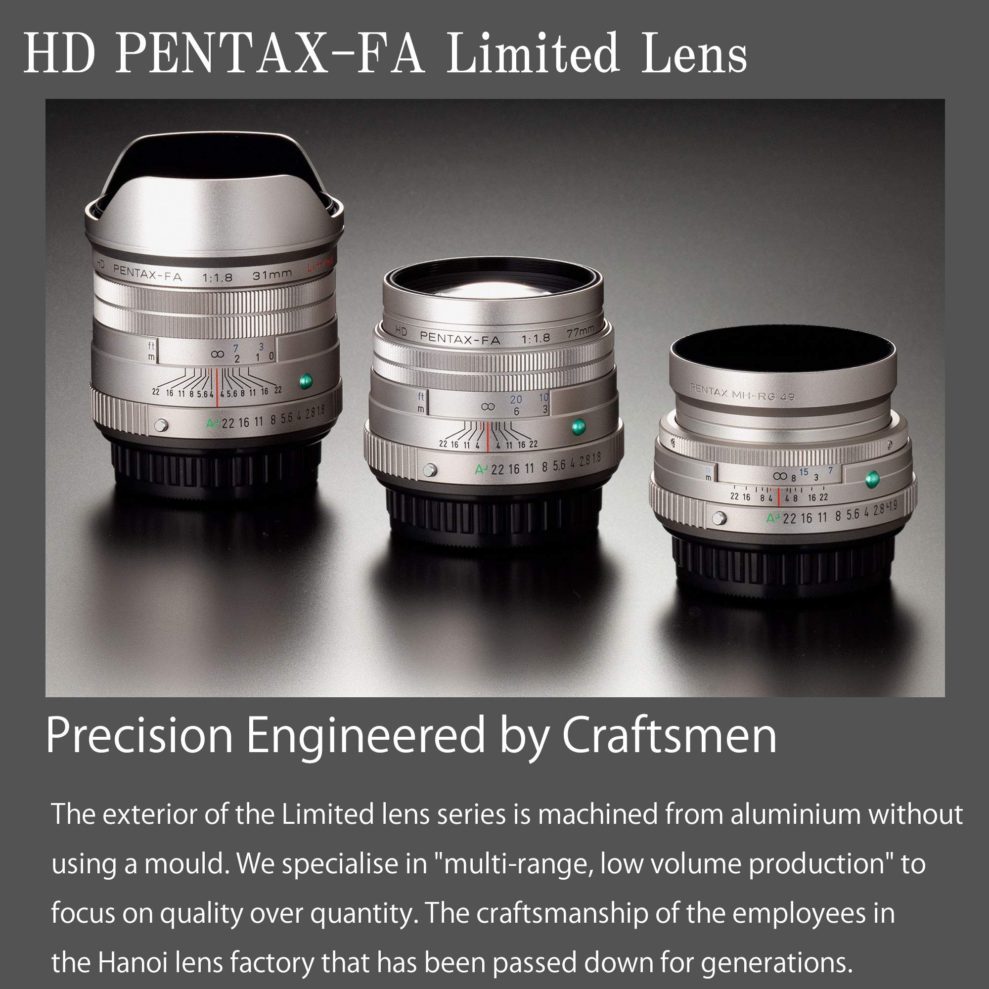 Pentax Hd 77Mmf1.8 Limited Silver Limited Medium Telephoto Prime Lens, High-Performance Hd Coating, Round Diaphragm (27890)