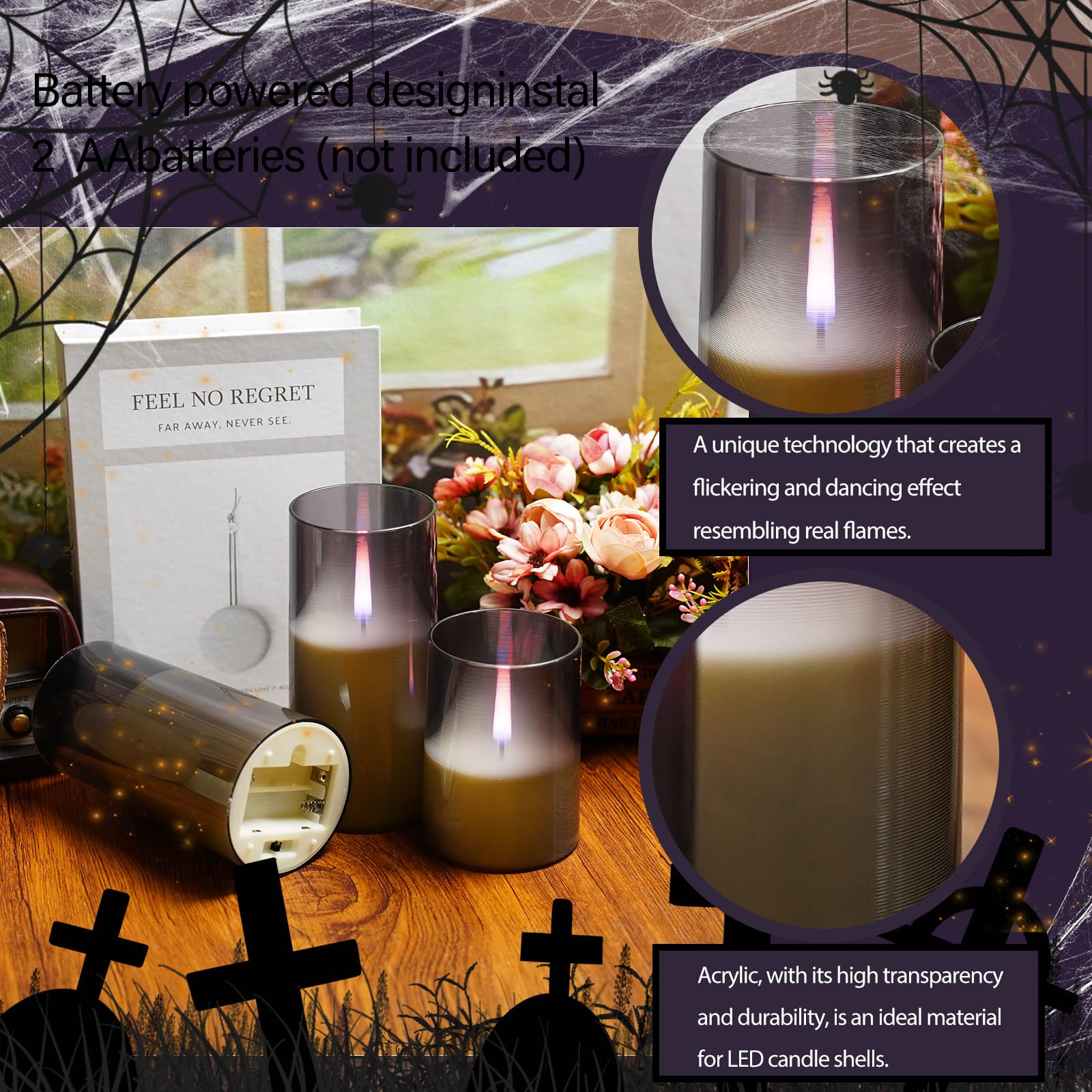 Sasigeiaa 3Pack Flameless Candles, Led Candles, Flameless Candle With Remote Control,With Timer 2/4/6/8H,Flickering Flameless Ca